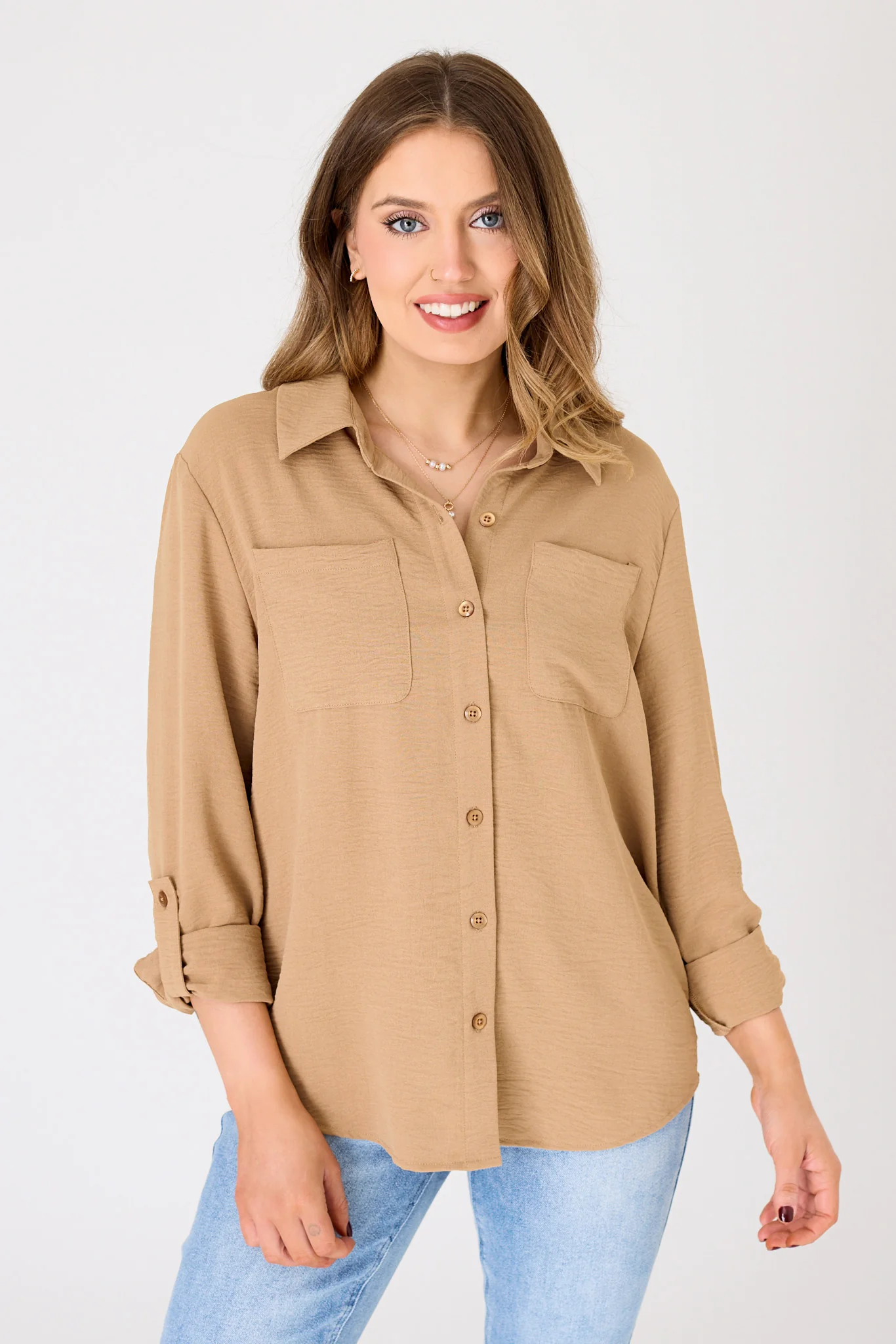 Airflow Blouse with Roll-Up Sleeves - Image 3