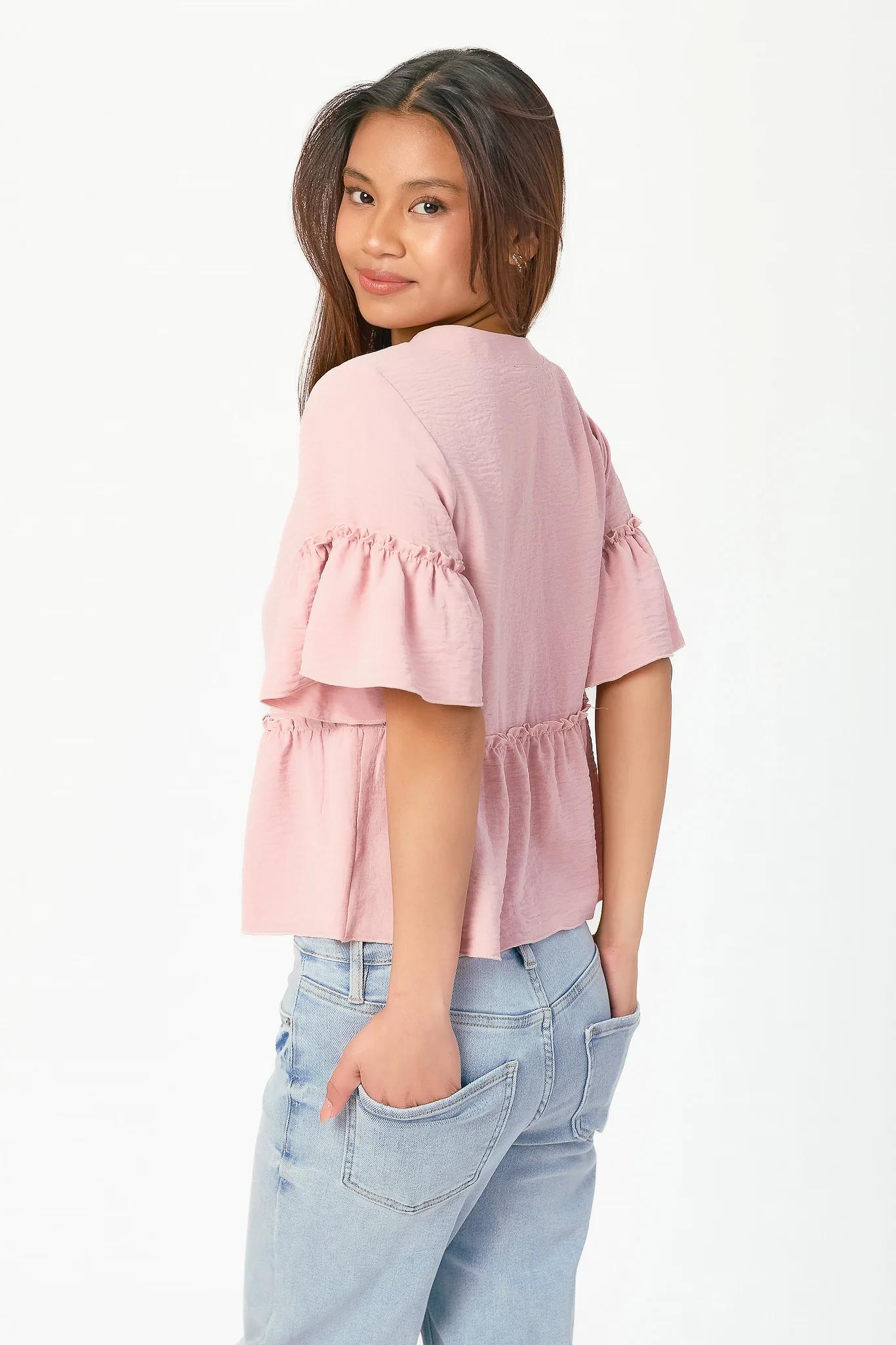 Airflow Crew-Neck Short-Sleeve Ruffle Peplum Top - Image 7