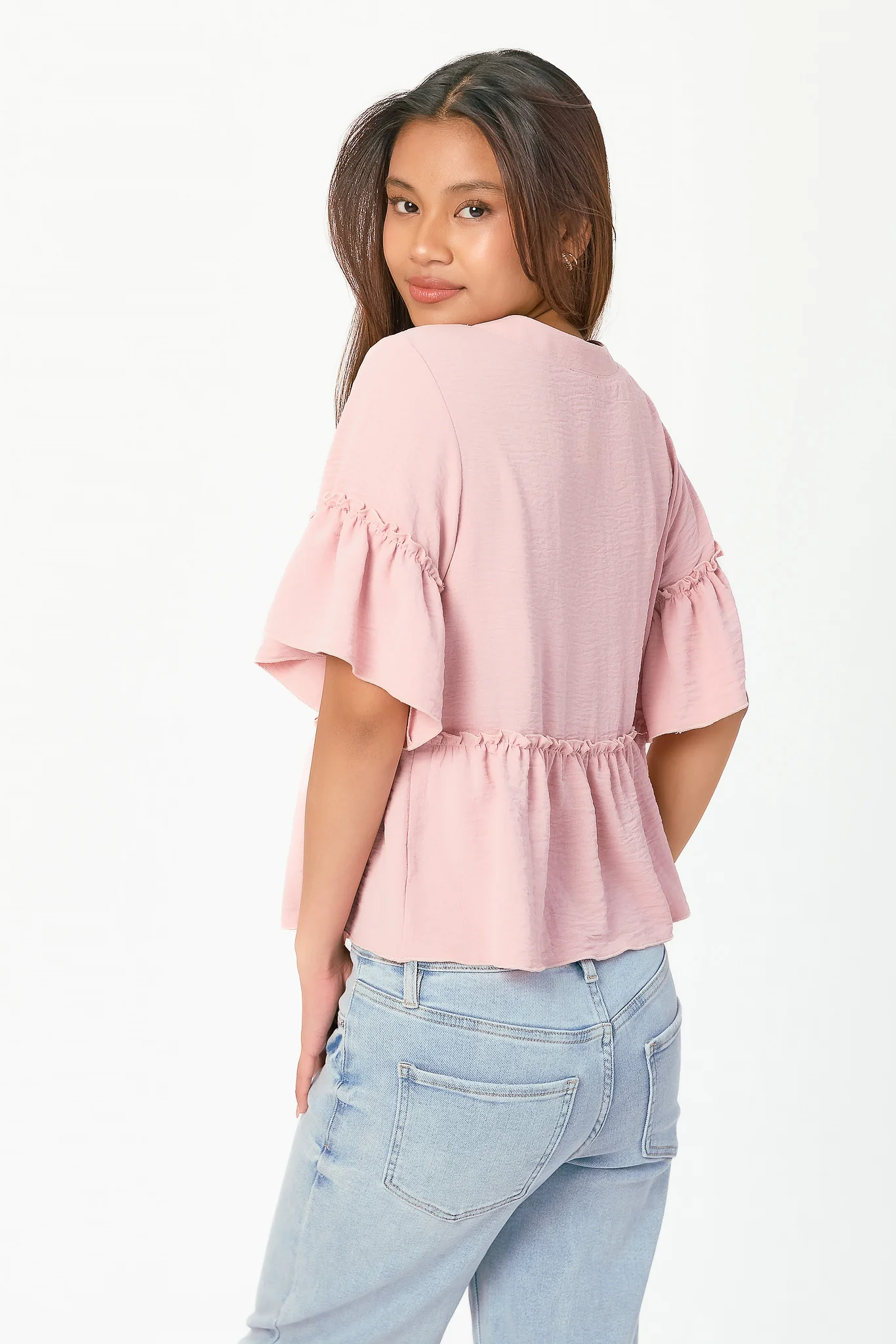 Airflow Crew-Neck Short-Sleeve Ruffle Peplum Top - Image 8