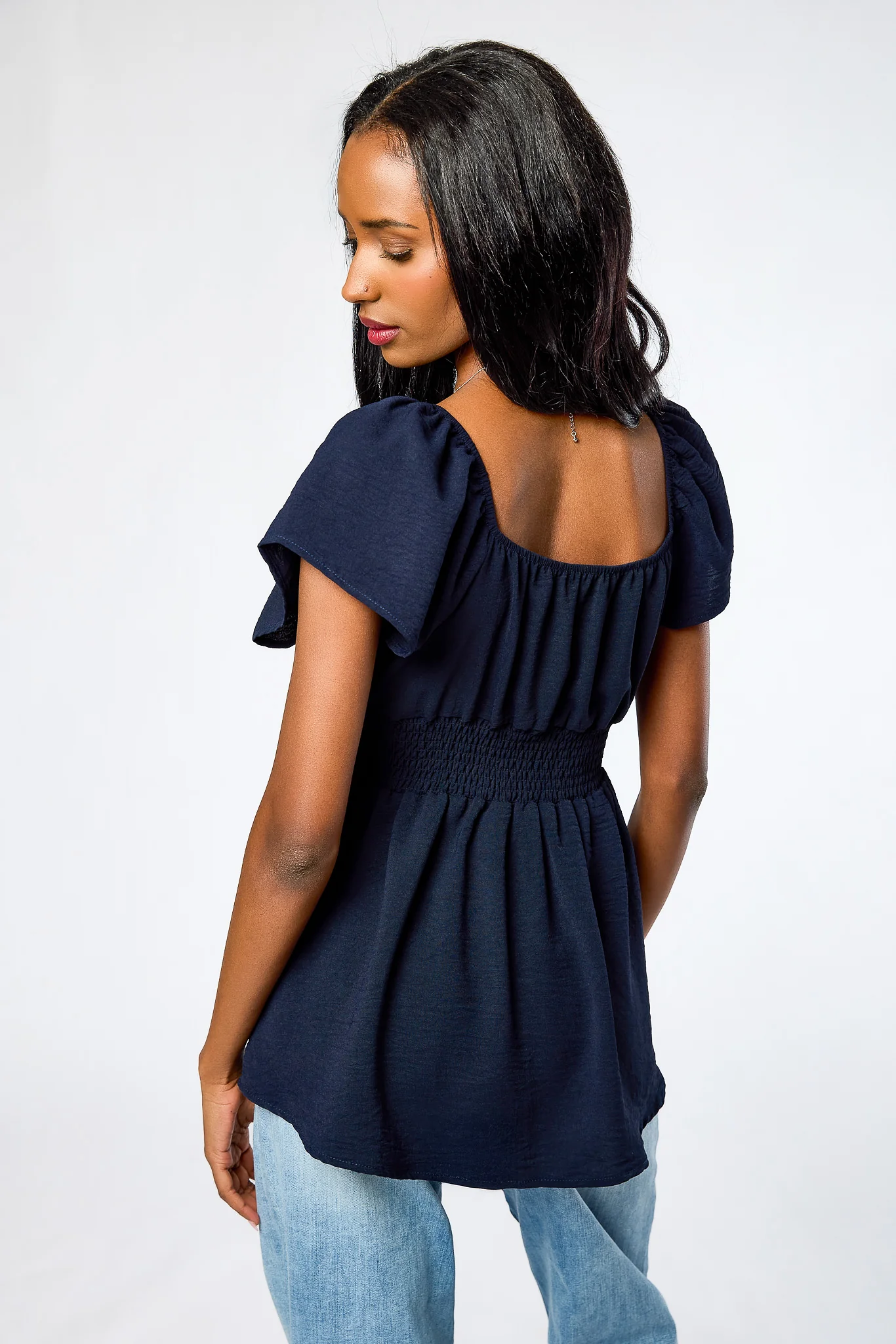 Airflow Flutter Sleeve High-Low Babydoll Top - Image 3