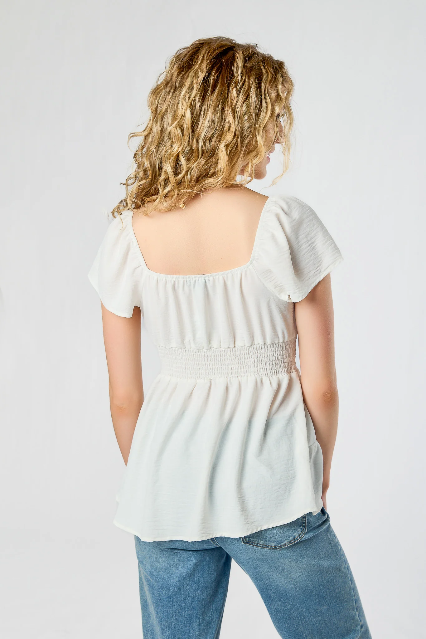 Airflow Flutter Sleeve High-Low Babydoll Top - Image 5