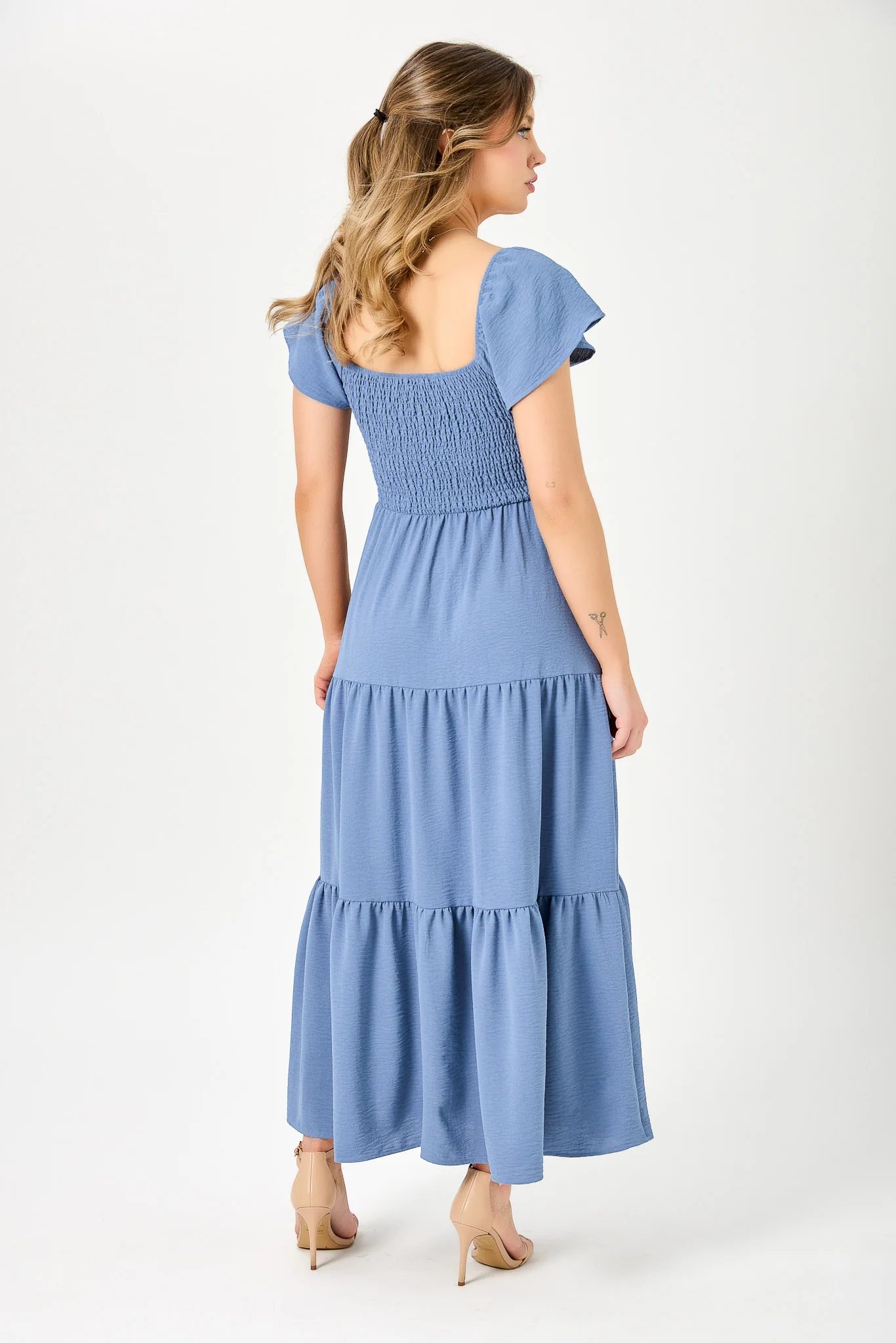 Airflow Flutter-Sleeve Tiered Maxi Dress with Padded Cups - Image 3