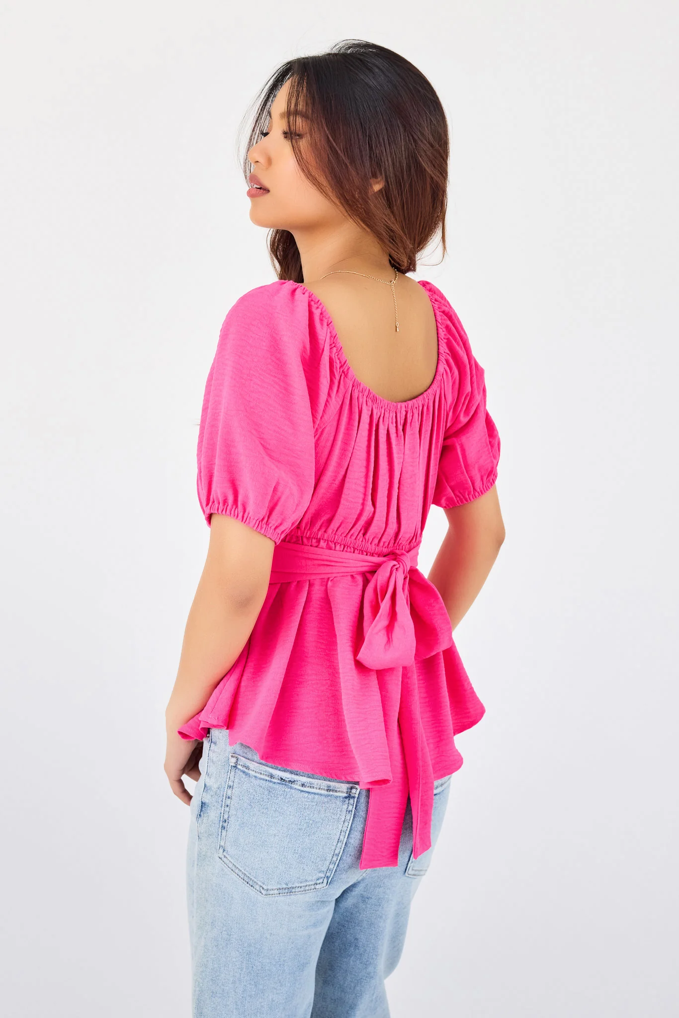 Airflow Short-Sleeve Tie-Back Peasant Top - Image 12