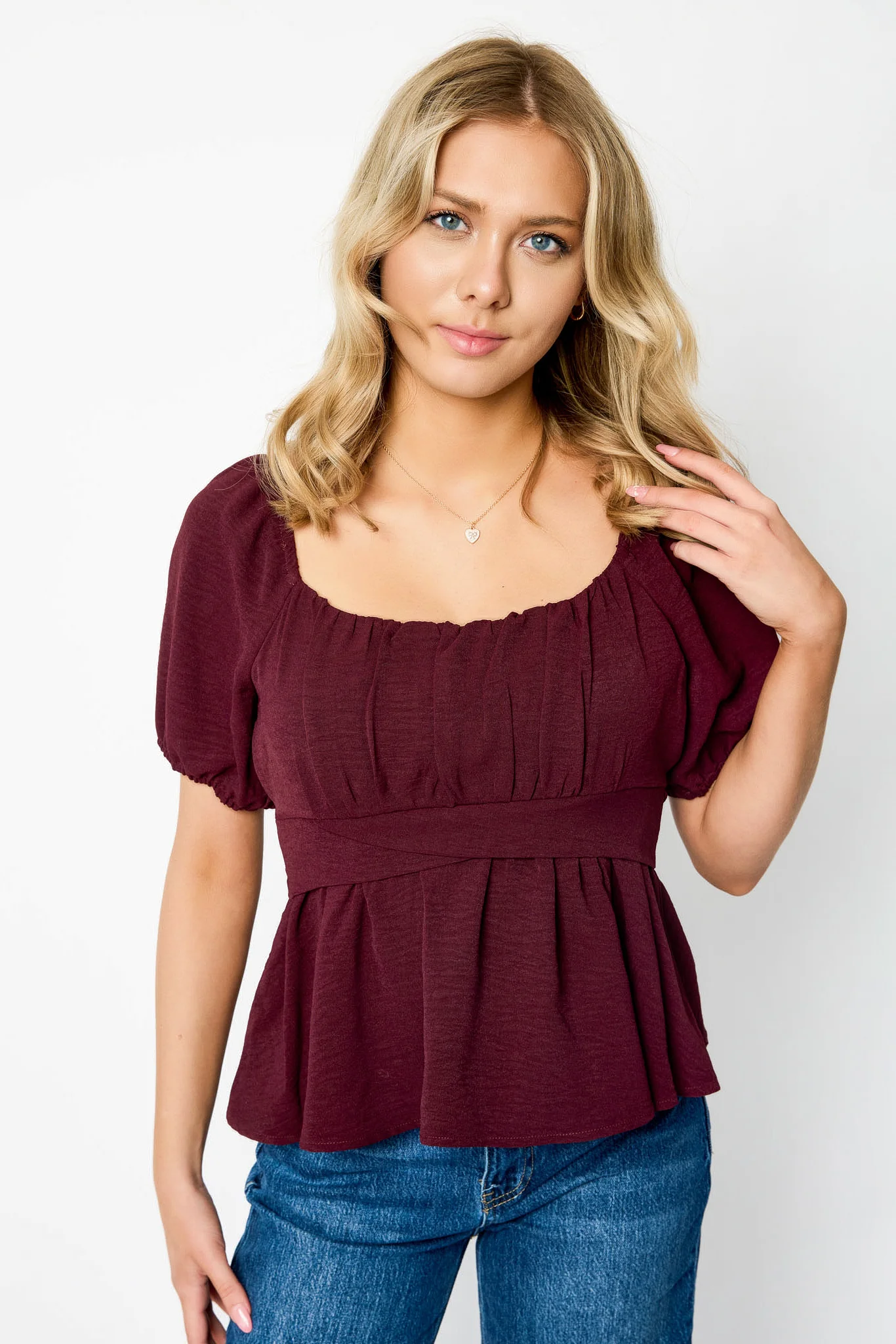 Airflow Short-Sleeve Tie-Back Peasant Top - Image 13