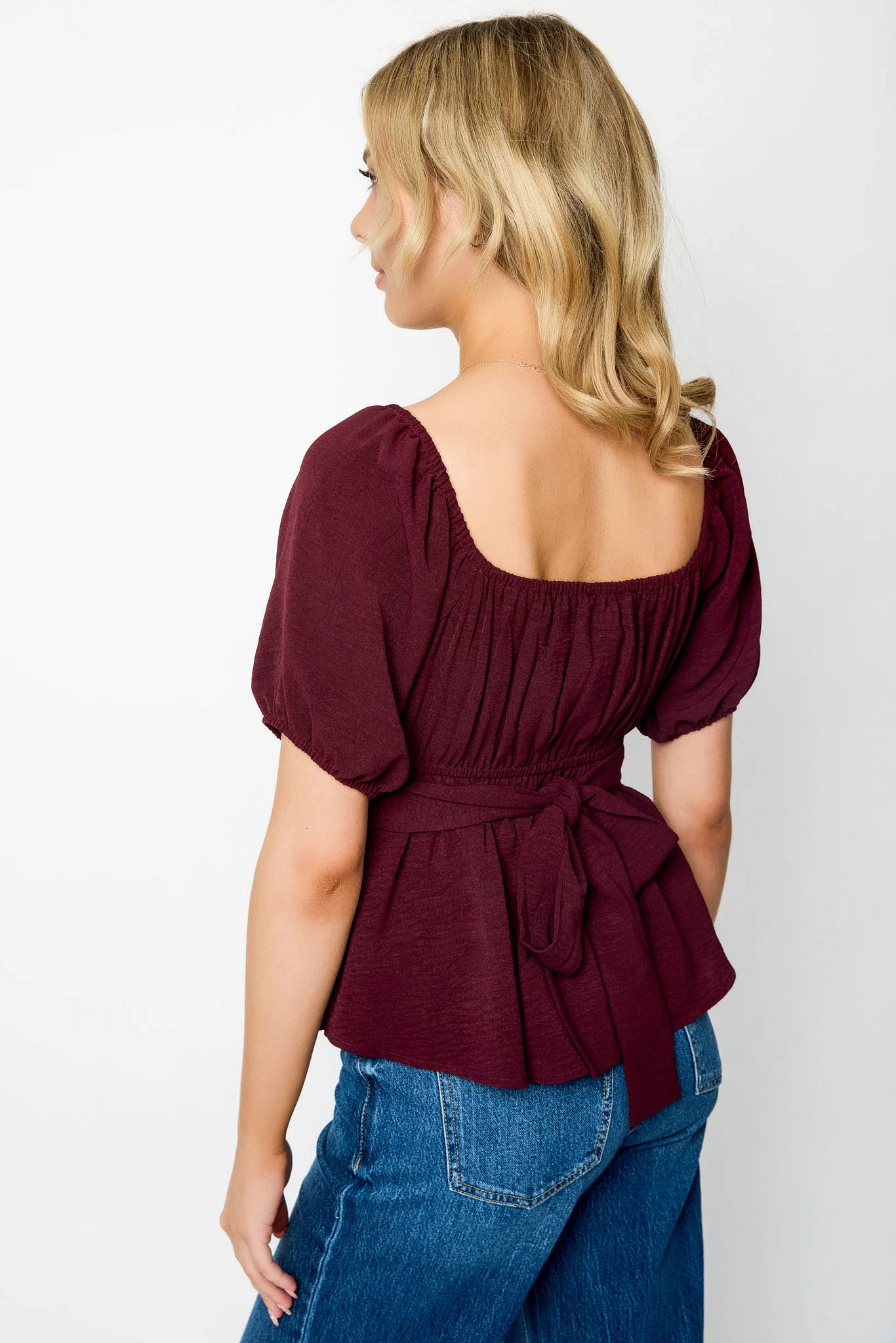 Airflow Short-Sleeve Tie-Back Peasant Top - Image 14