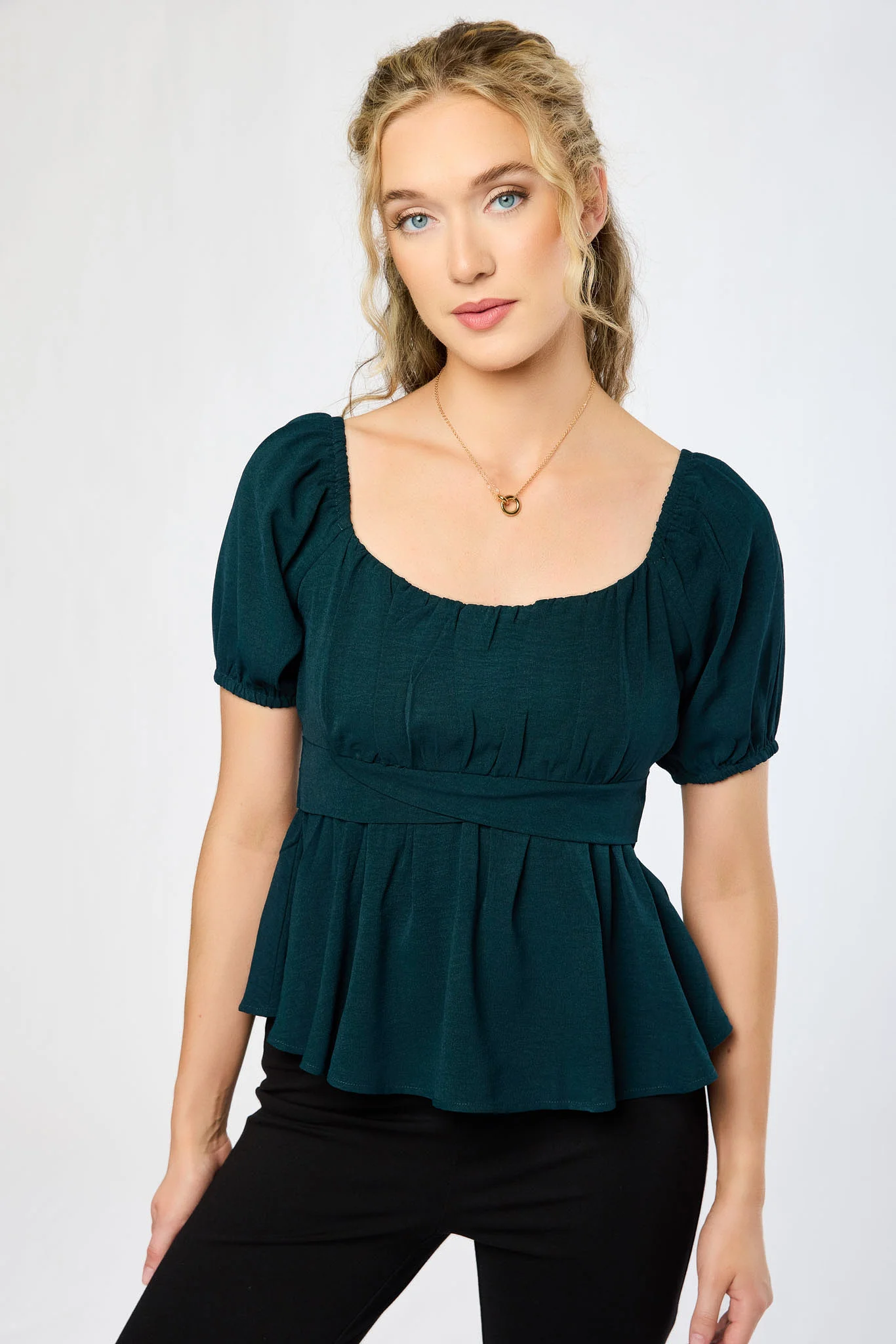Airflow Short-Sleeve Tie-Back Peasant Top - Image 9