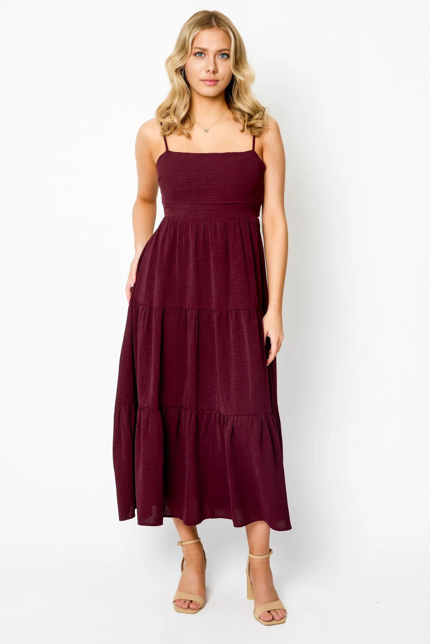 Airflow Sleeveless Tie-Back Tiered Midi Dress - Image 15