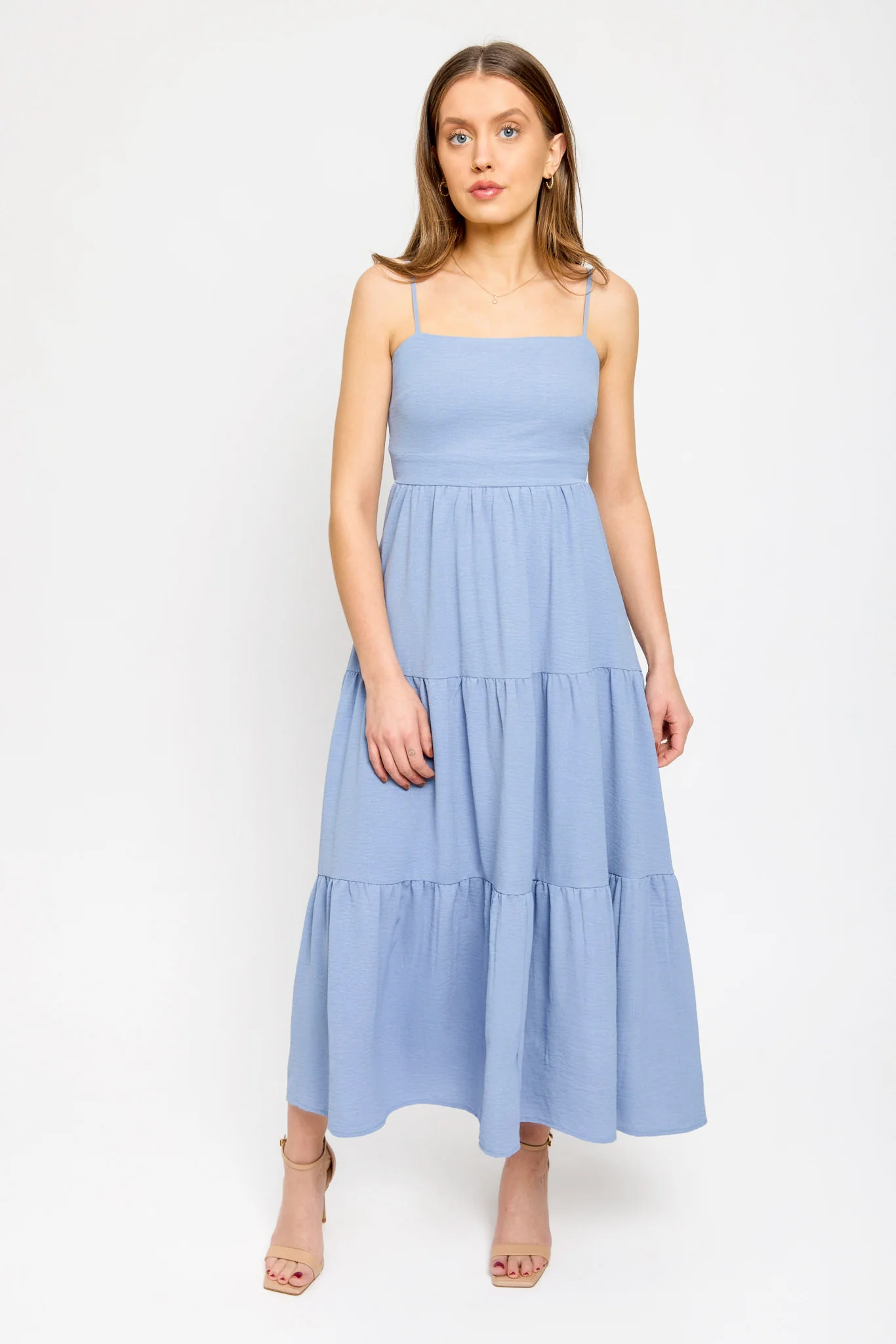 Airflow Sleeveless Tie-Back Tiered Midi Dress - Image 5