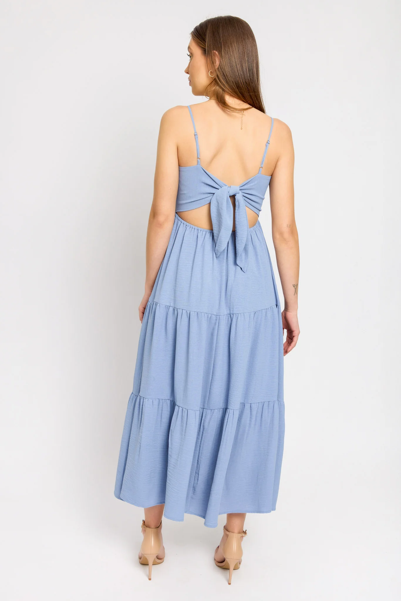 Airflow Sleeveless Tie-Back Tiered Midi Dress - Image 6