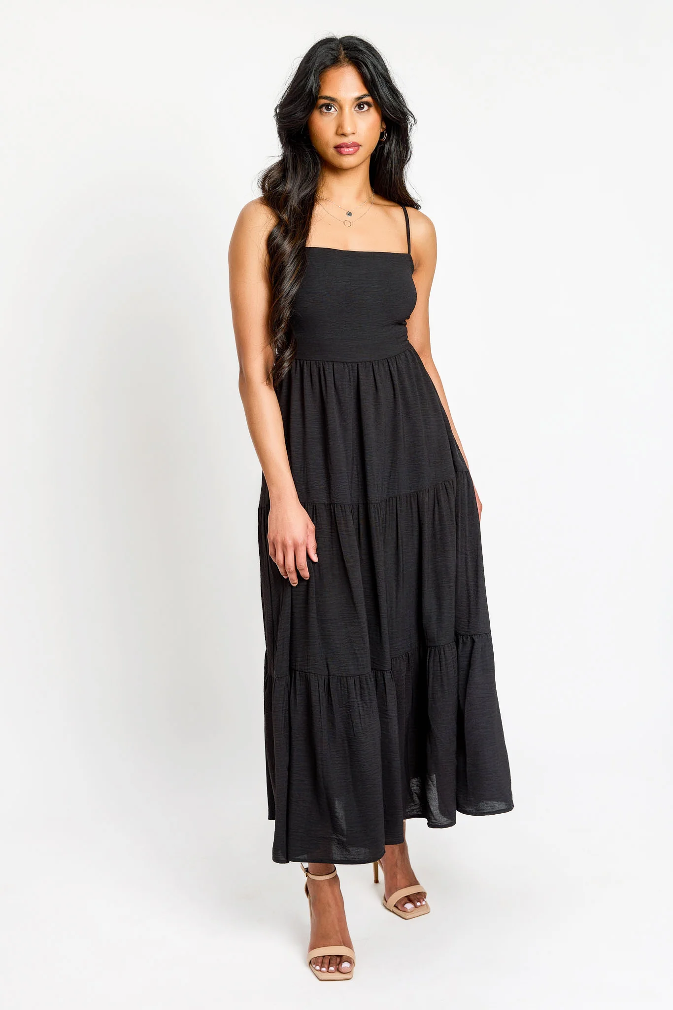 Airflow Sleeveless Tie-Back Tiered Midi Dress - Image 7