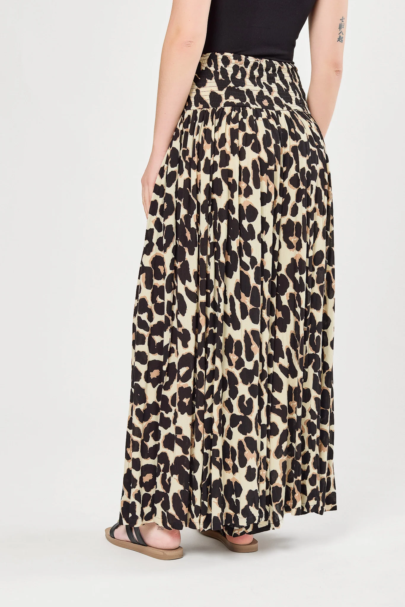Animal Print Smocked Waist Palazzo Pants - Image 4