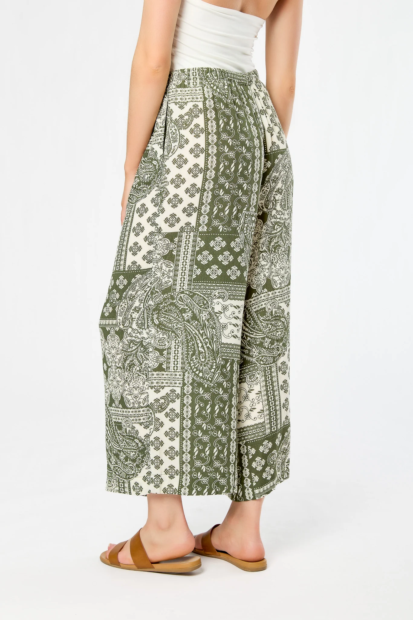 Bandana Print Rayon Gauze Wide-Leg Culotte - Image 5