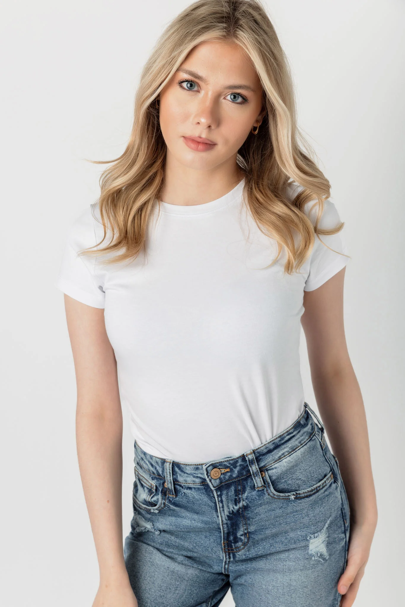 Basic Cap-Sleeve Crew-Neck Tee - Image 4