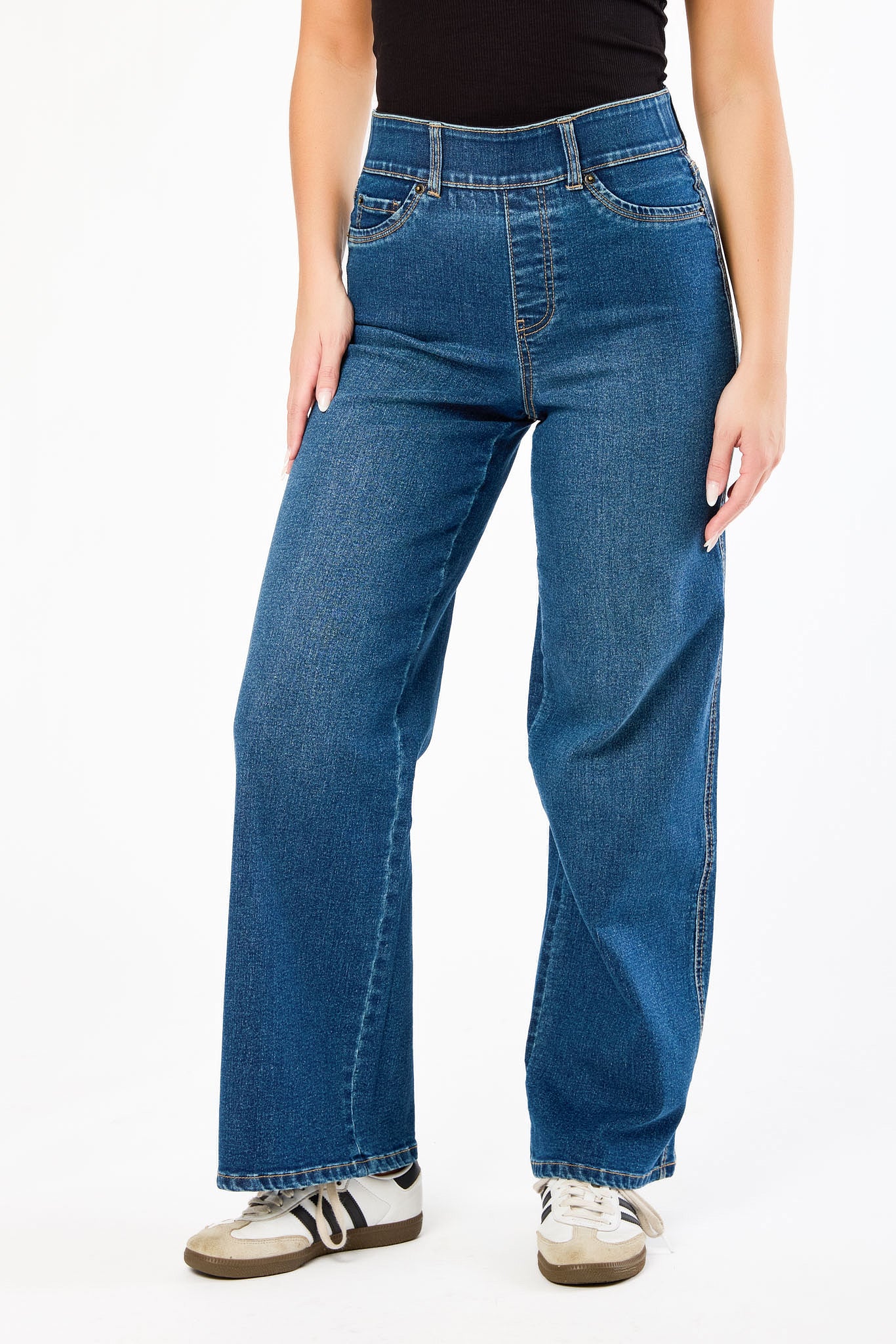 BBJ Storm Blue Body Sculpt Pull-On High-Rise Wide-Leg Jean - Image 3