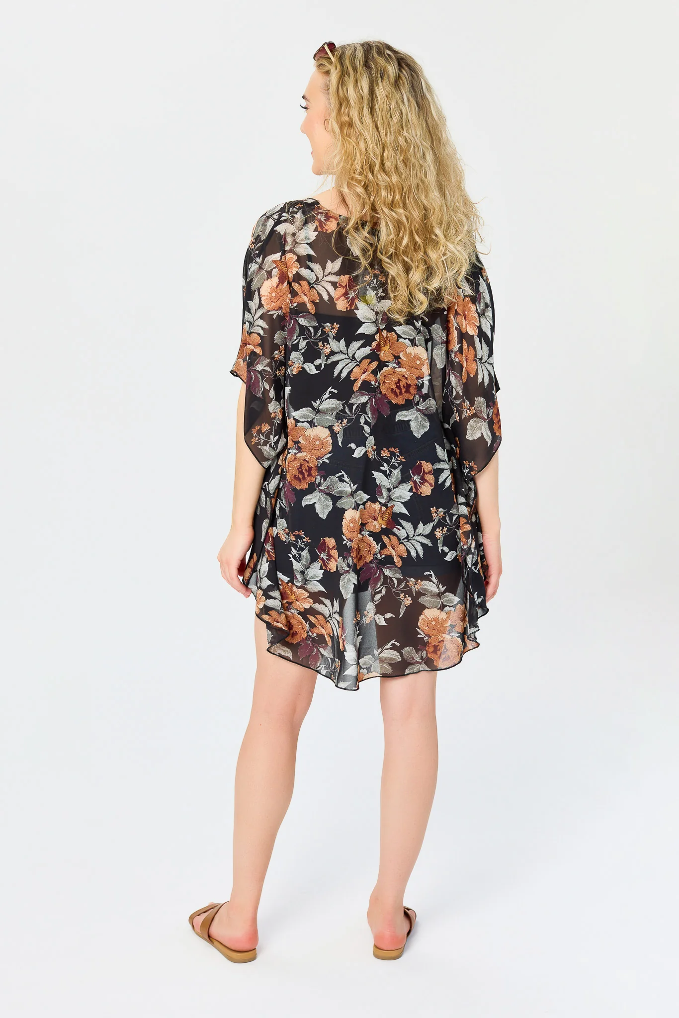 Large Floral Print Chiffon Kimono - Image 4