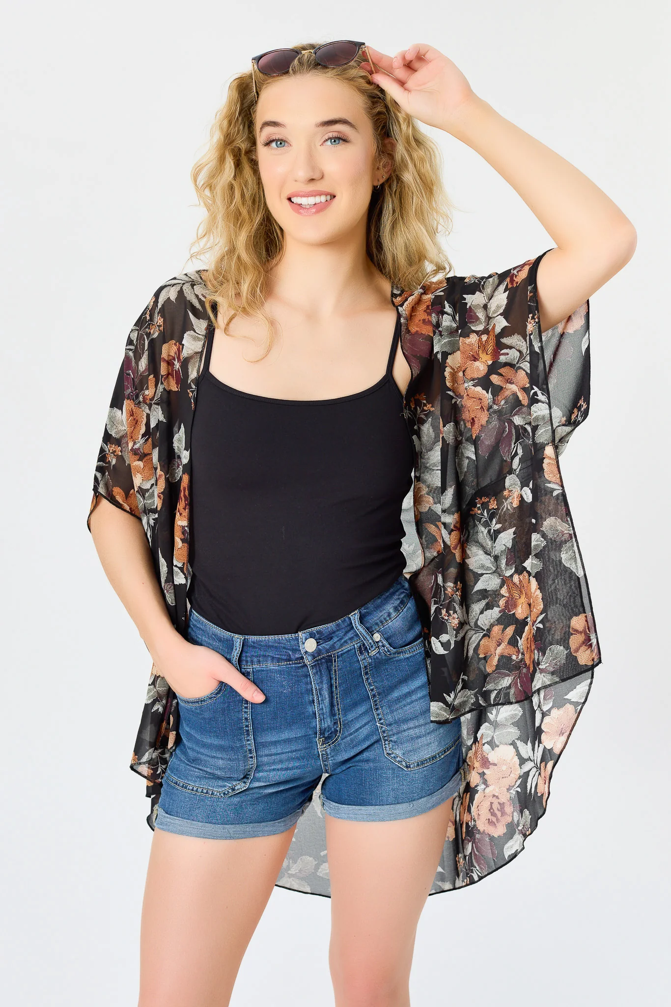 Large Floral Print Chiffon Kimono - Image 5
