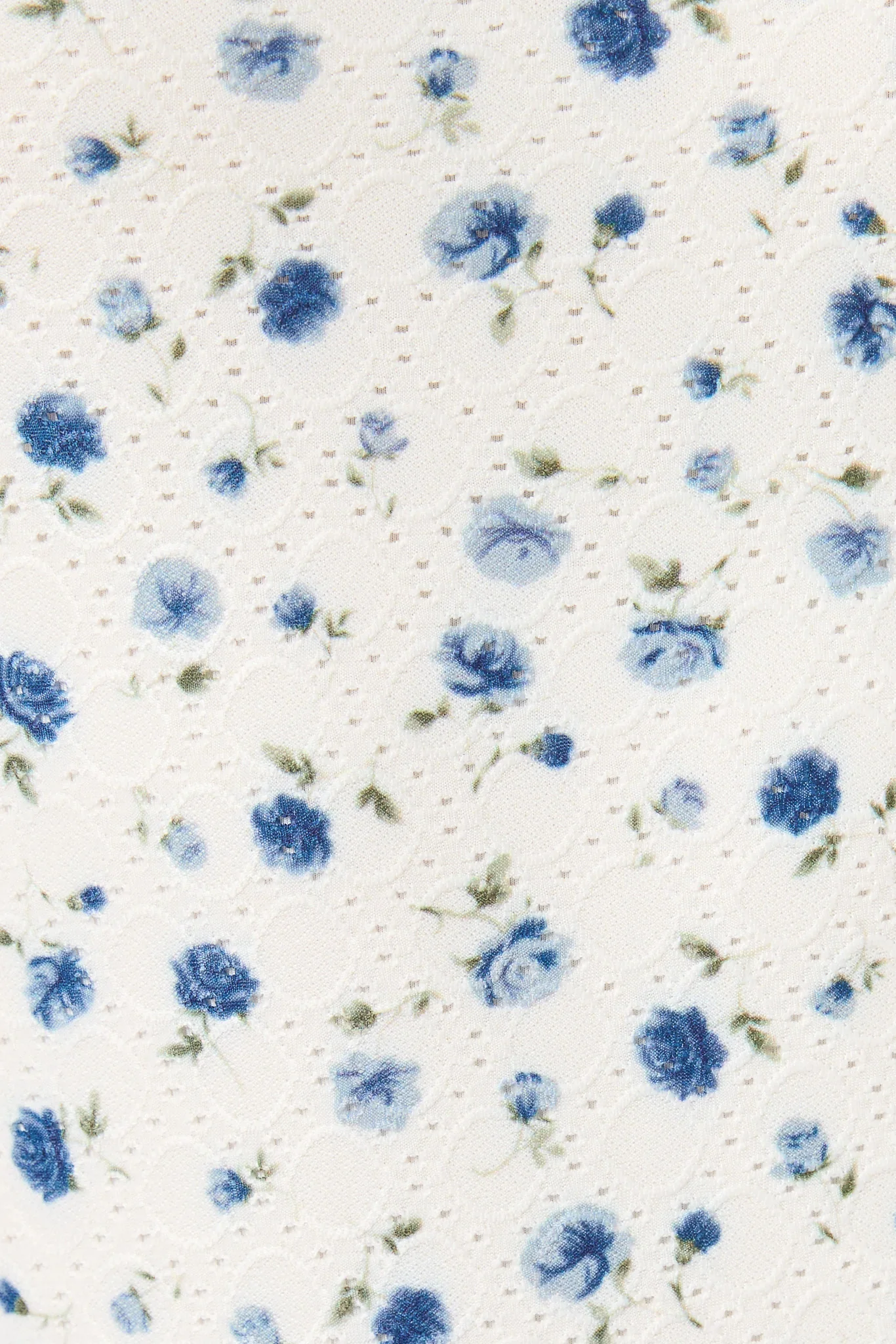 Blue Combo Ditsy Eyelet Square-Neck Bodysuit - Image 3