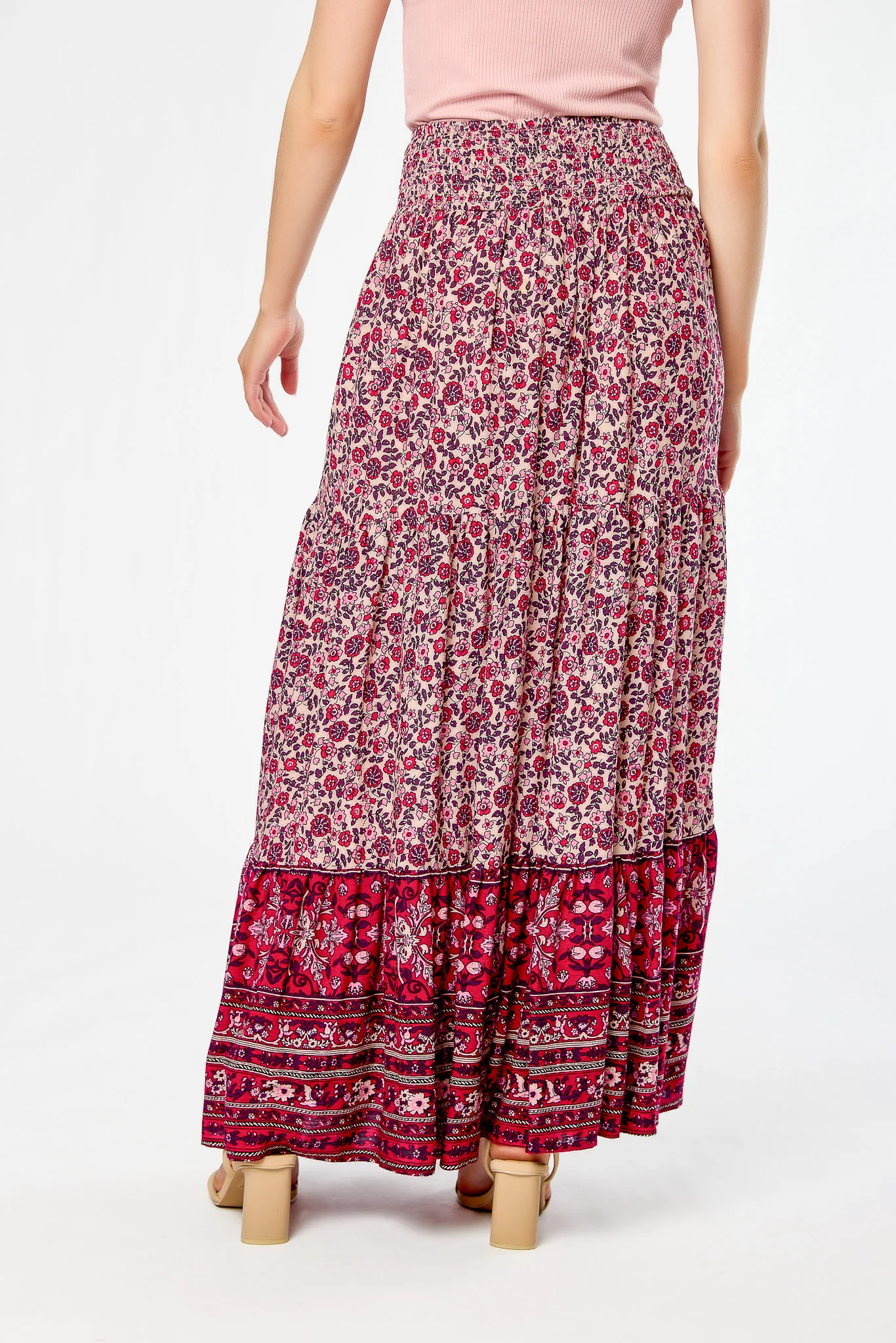 Boho Print Tiered Maxi Skirt - Image 3