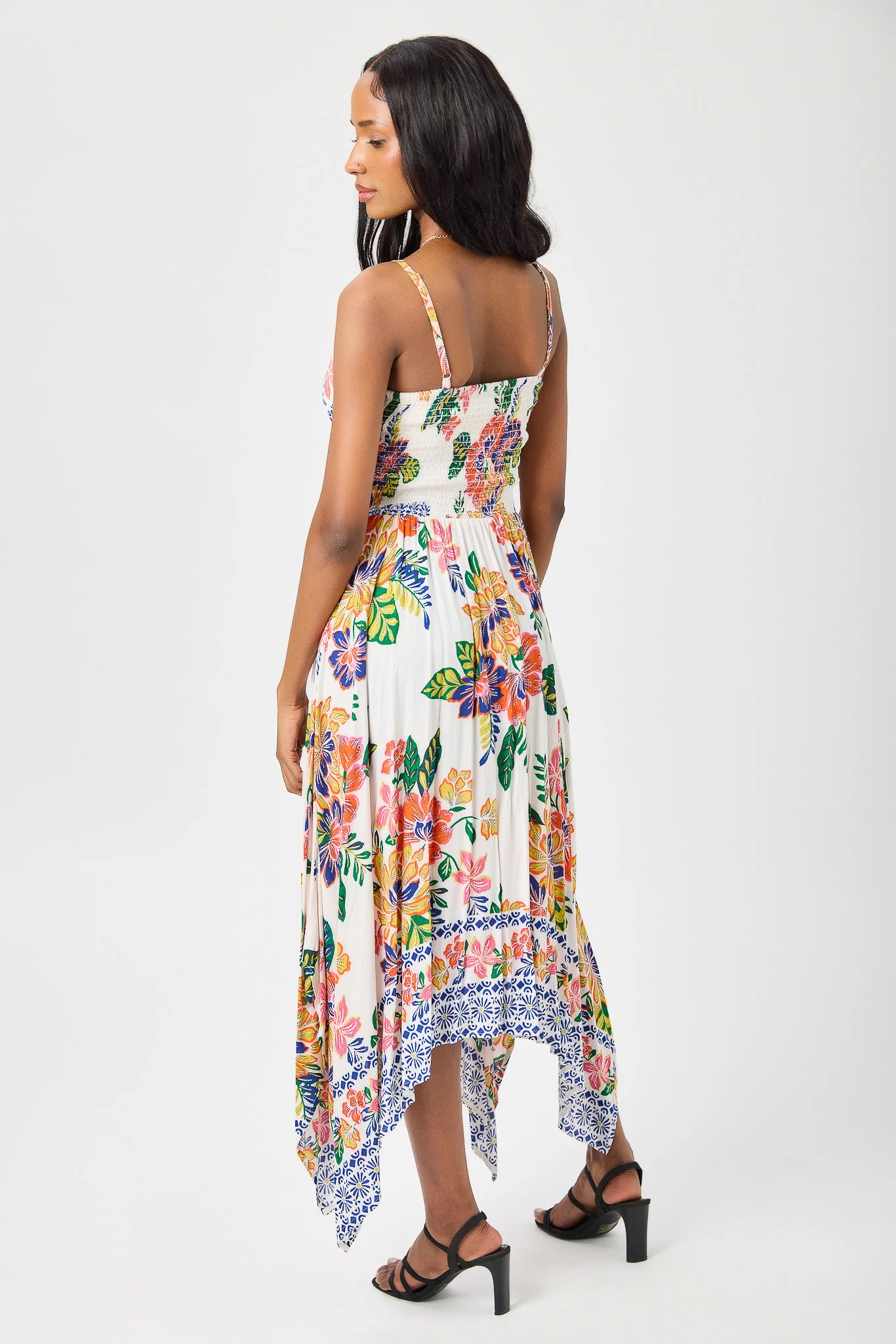 Border Print Spaghetti-Strap Twist-Front Maxi Dress with Sharkbite Hem - Image 2