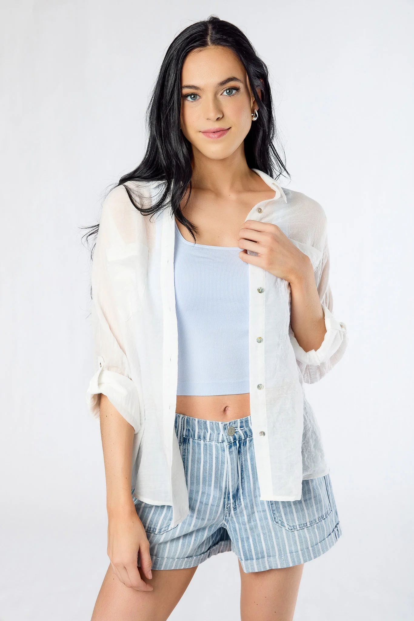 Breezy Cotton Roll-Sleeve Shirt - Image 4