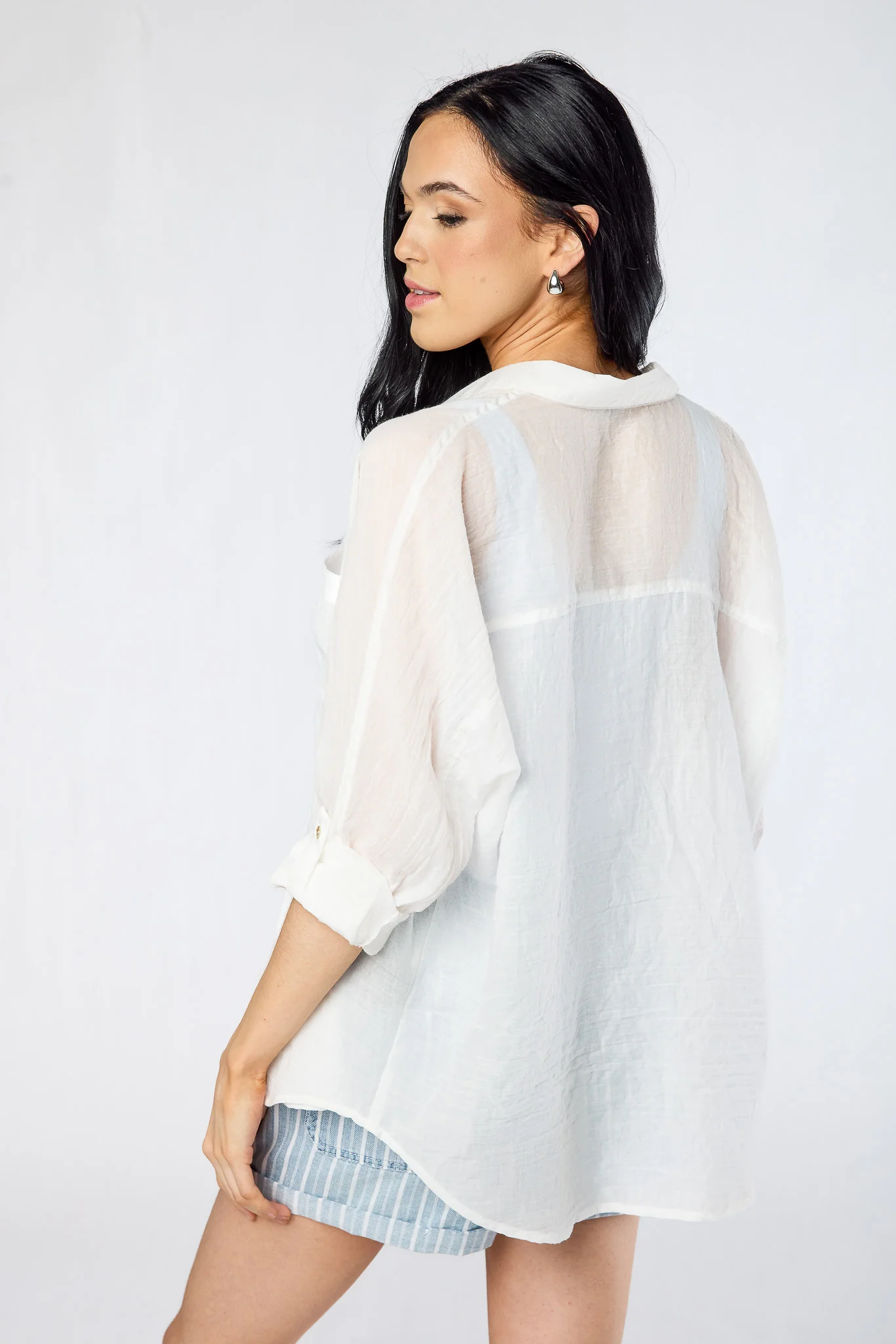 Breezy Cotton Roll-Sleeve Shirt - Image 5