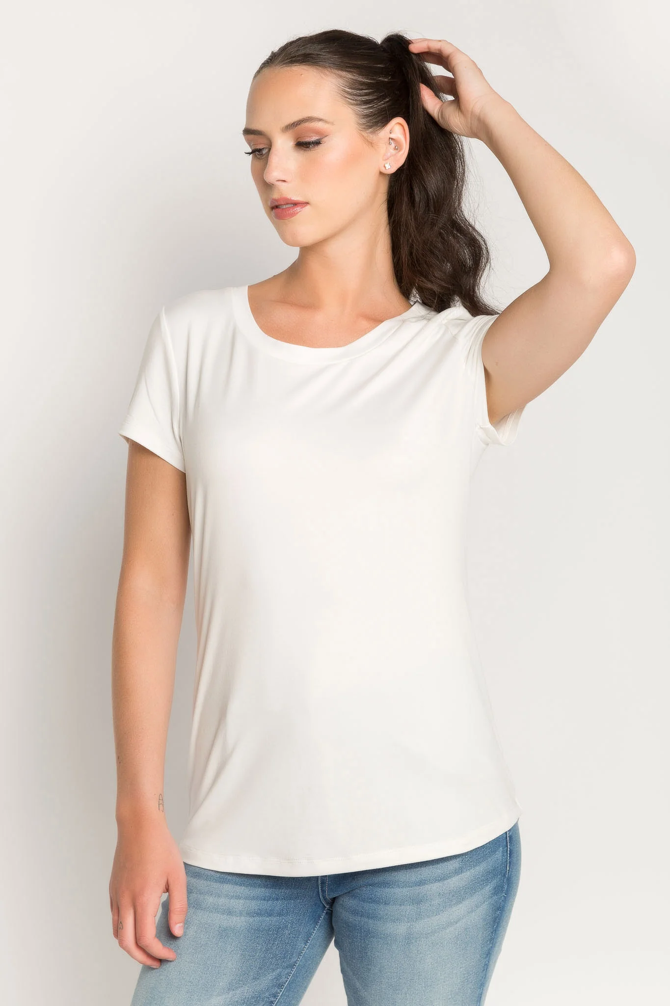 Brushed Cap Sleeve Scoopneck T-Shirt - Image 3