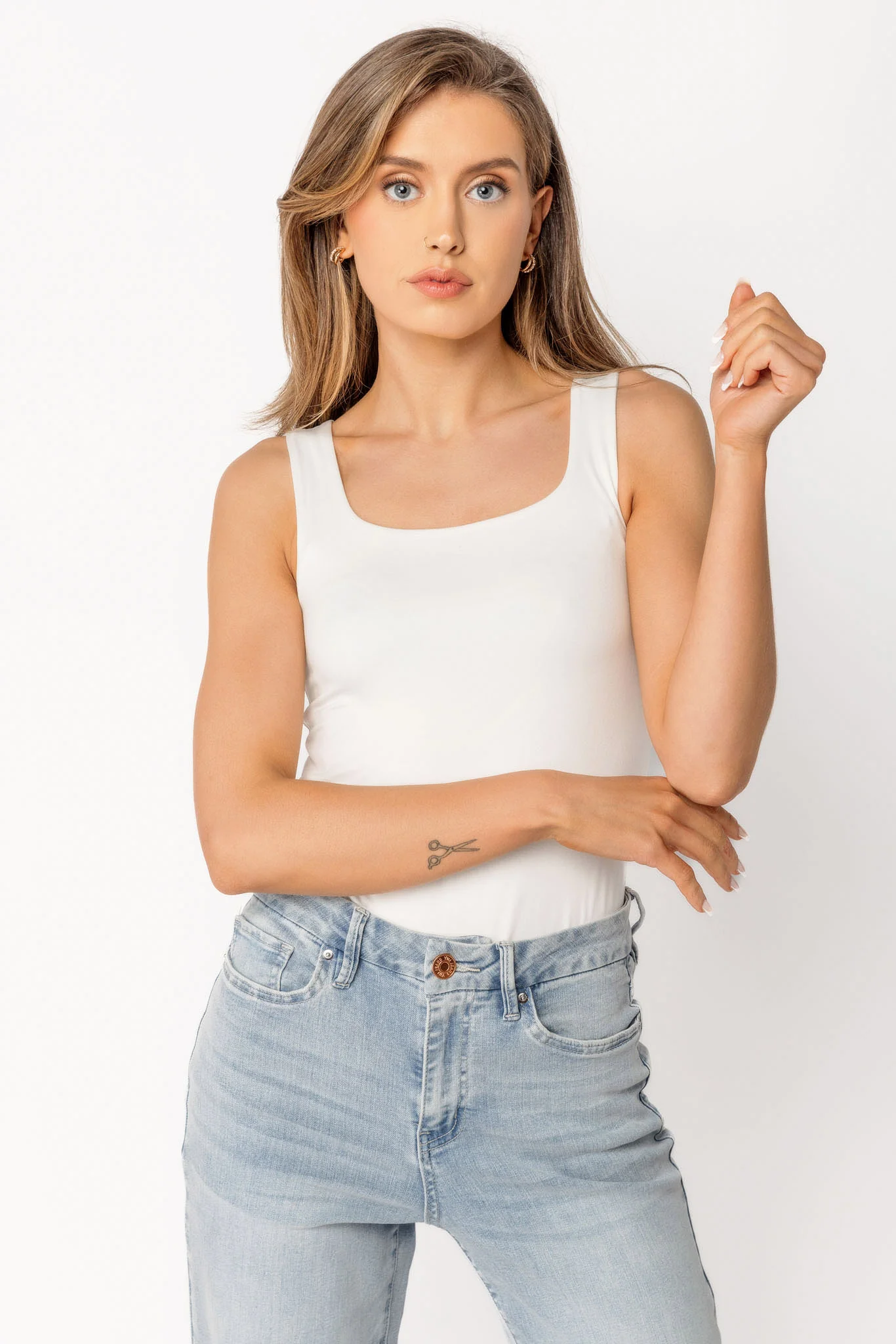 Brushed Double Layer Square Neck Tank - Image 12