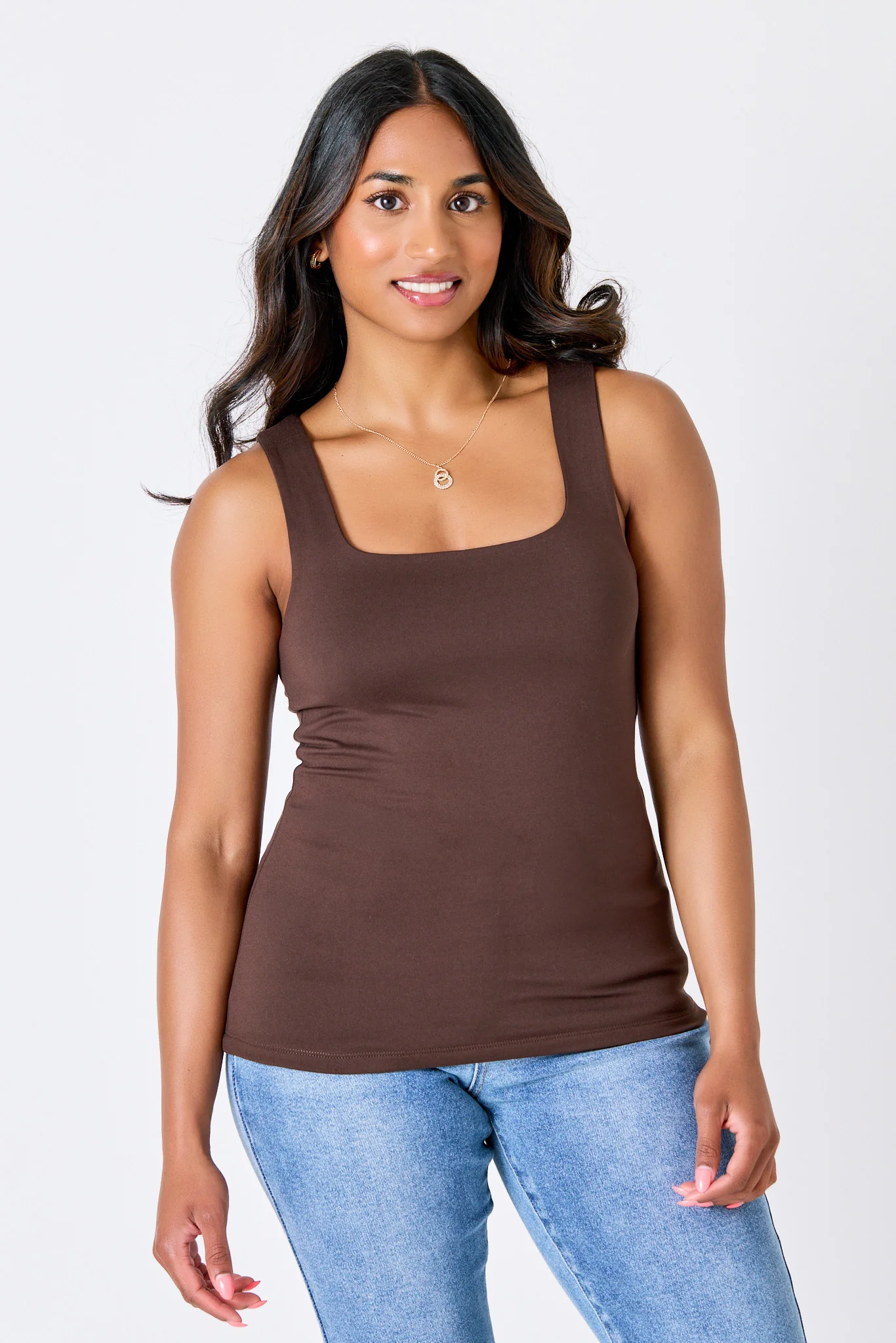 Brushed Double Layer Square Neck Tank - Image 3
