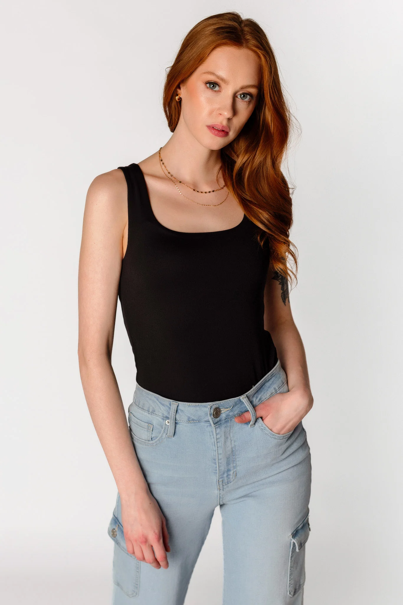 Brushed Double Layer Square Neck Tank - Image 4