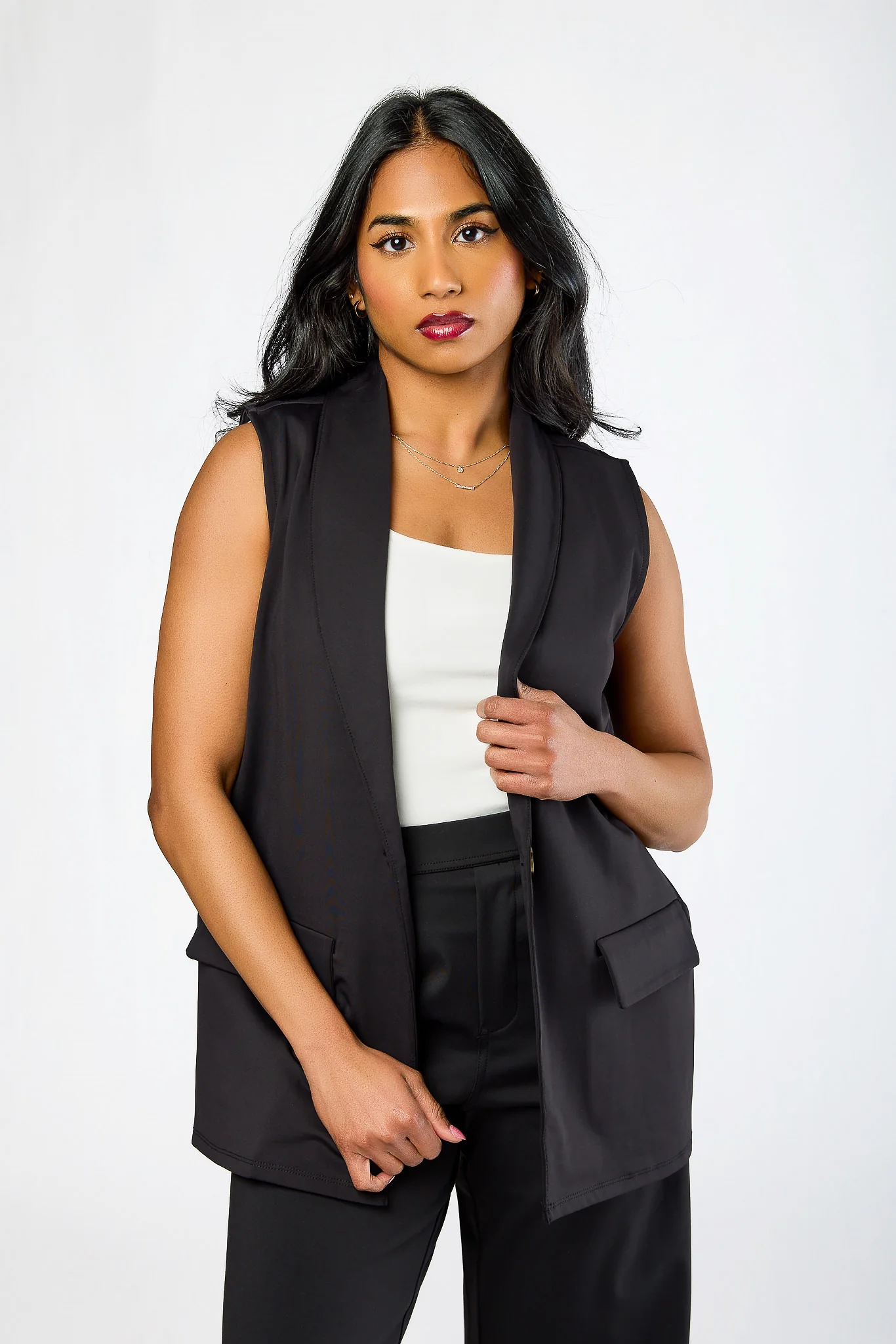 Brushed Knit One-Button Vest - Image 4