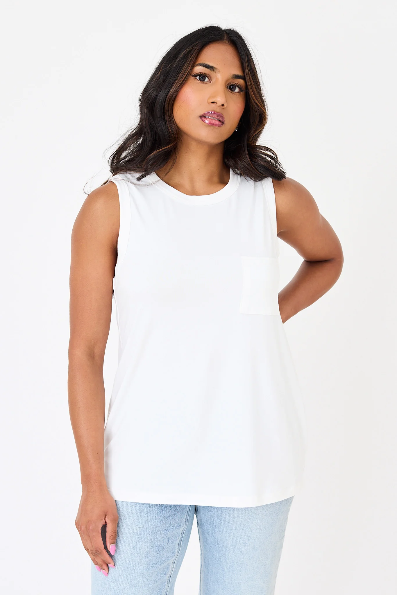 Brushed Scoop-Neck Tank with Pocket - Image 3
