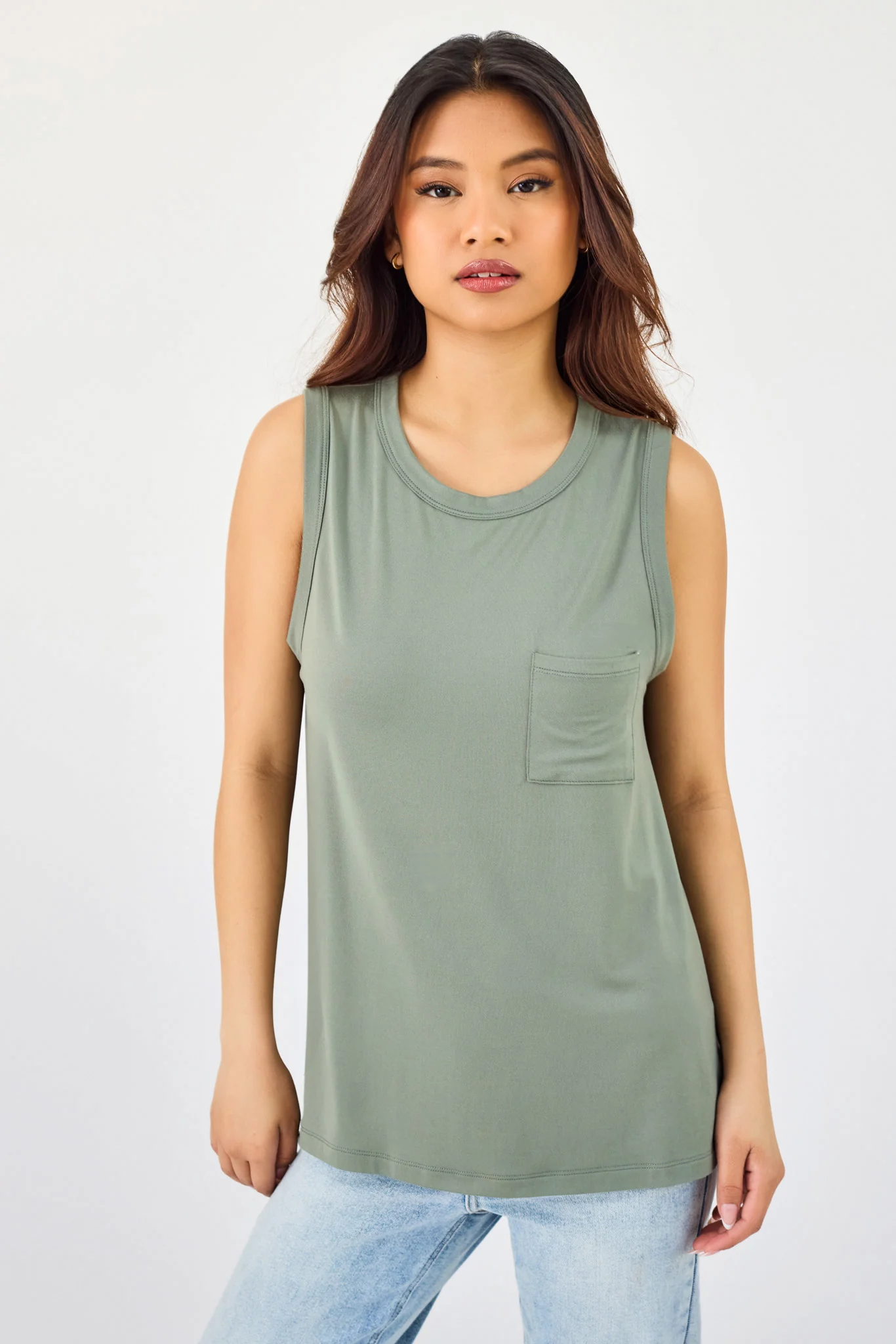 Brushed Scoop-Neck Tank with Pocket - Image 5