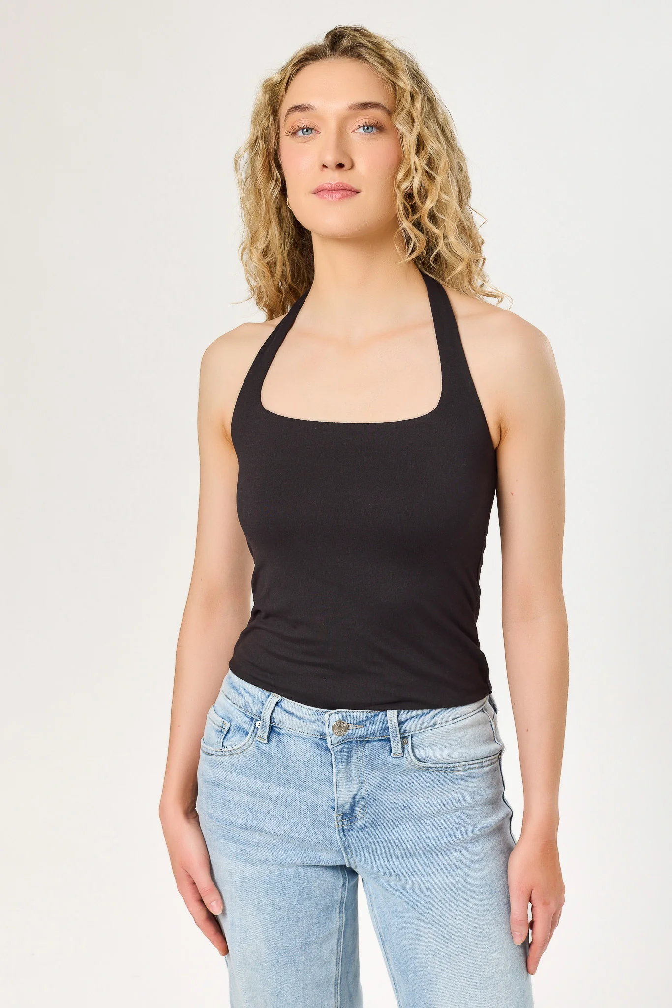 Brushed Square-Neck Halter Top - Image 4