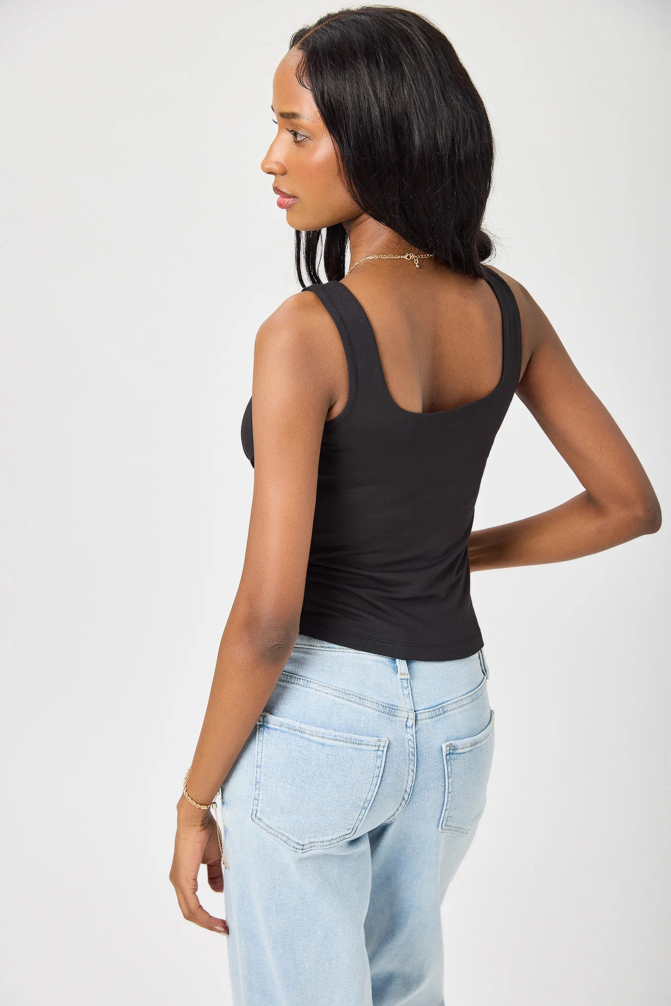 Brushed Square-Neck Tank Top with Ruched Bust - Image 5