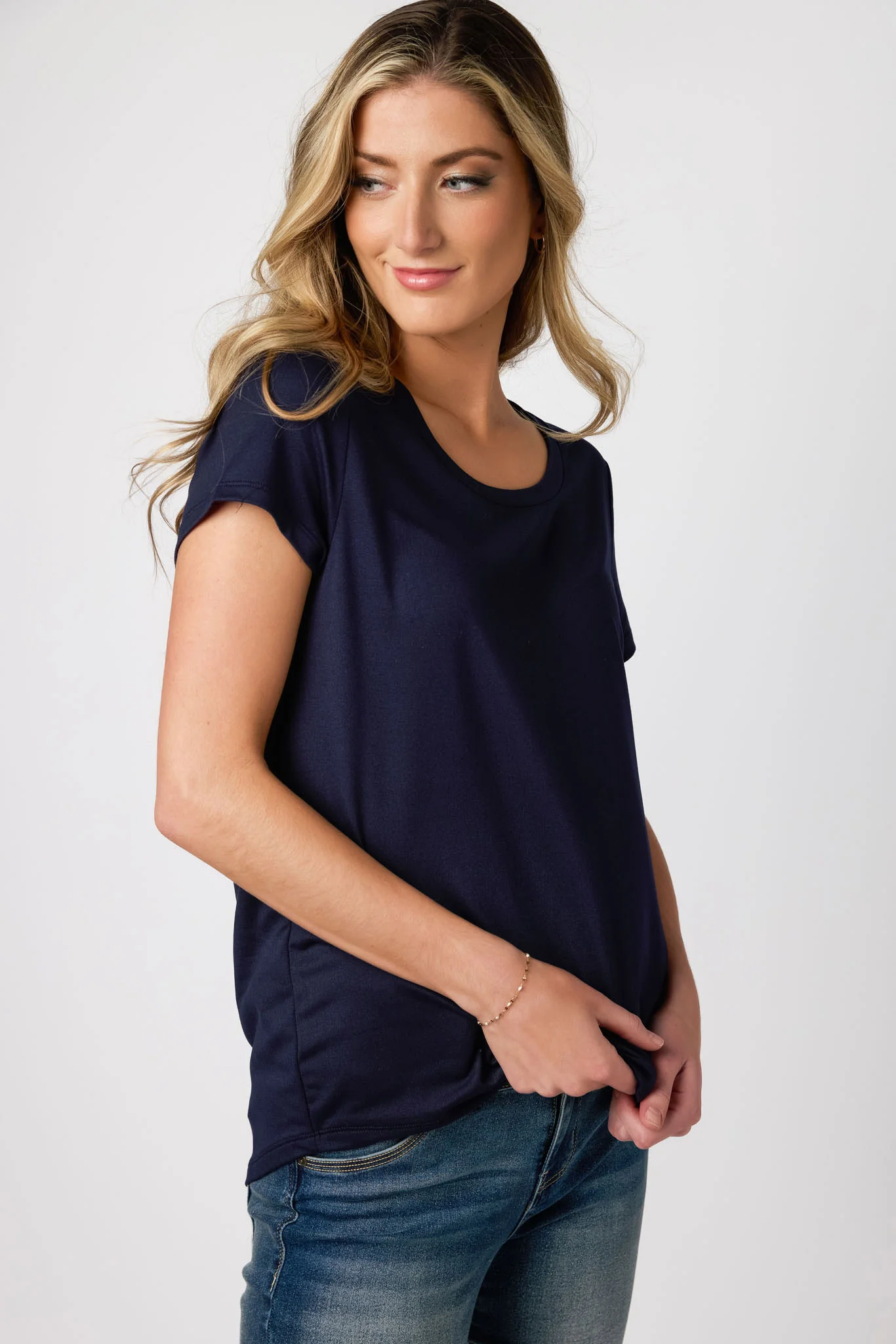 Cap-Sleeve Scoopneck Tee - Image 5