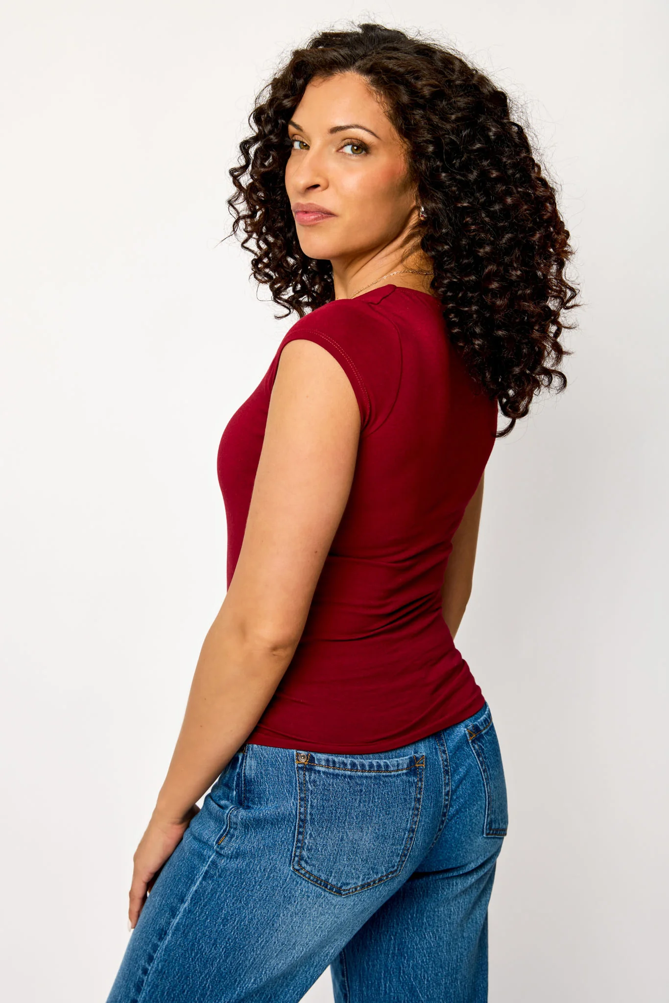 Cap-Sleeve Square-Neck Tee - Image 12