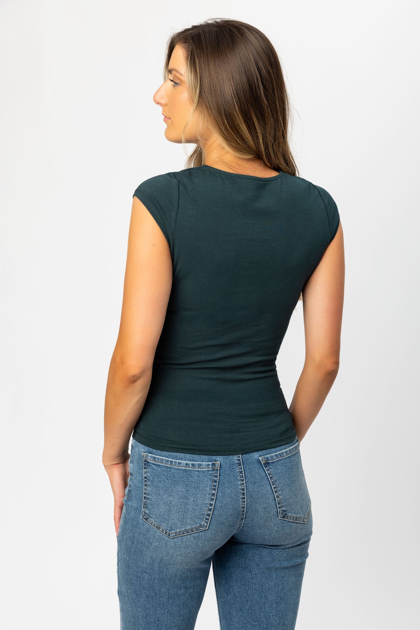 Cap-Sleeve Square-Neck Tee - Image 14