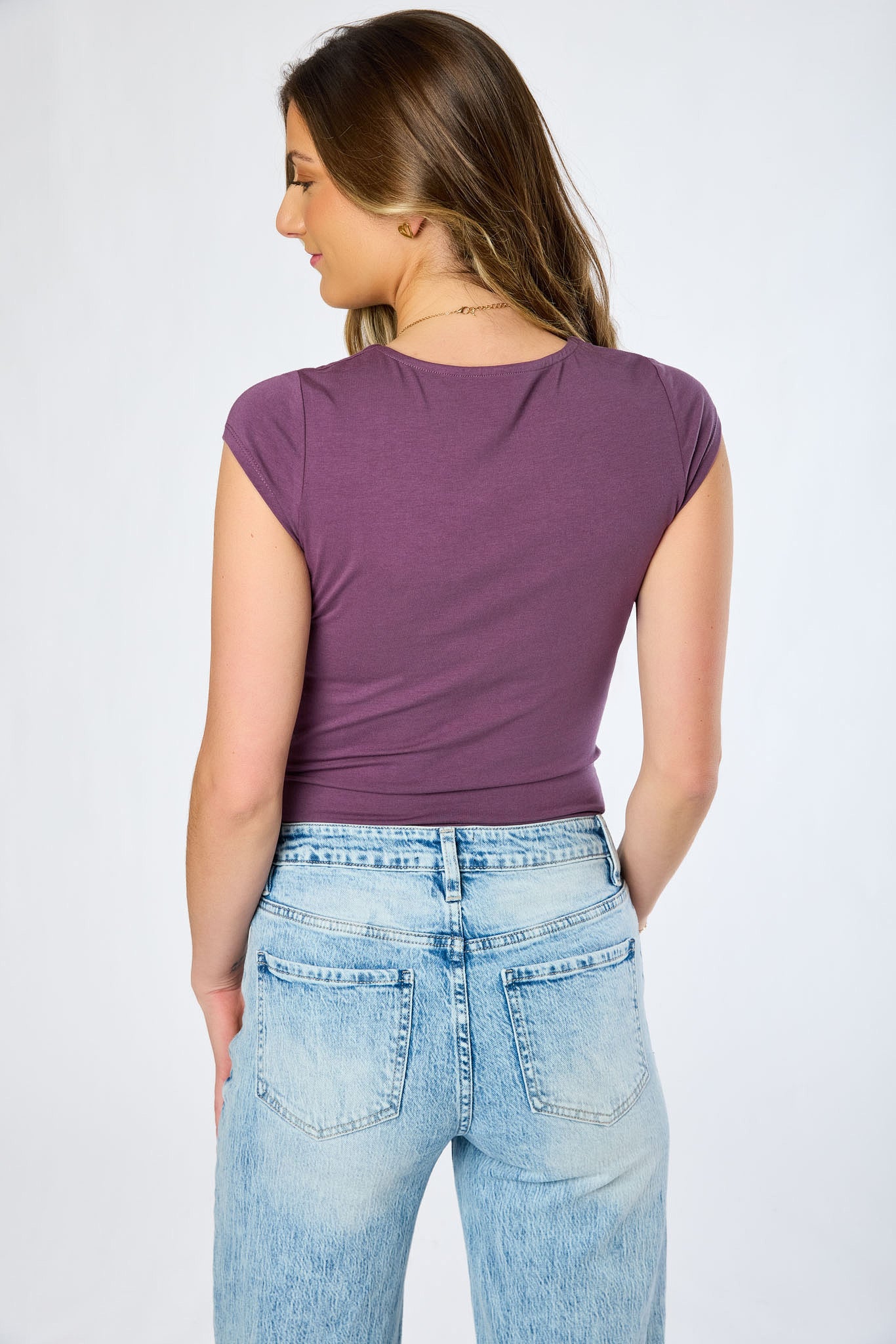 Cap-Sleeve Square-Neck Tee - Image 16