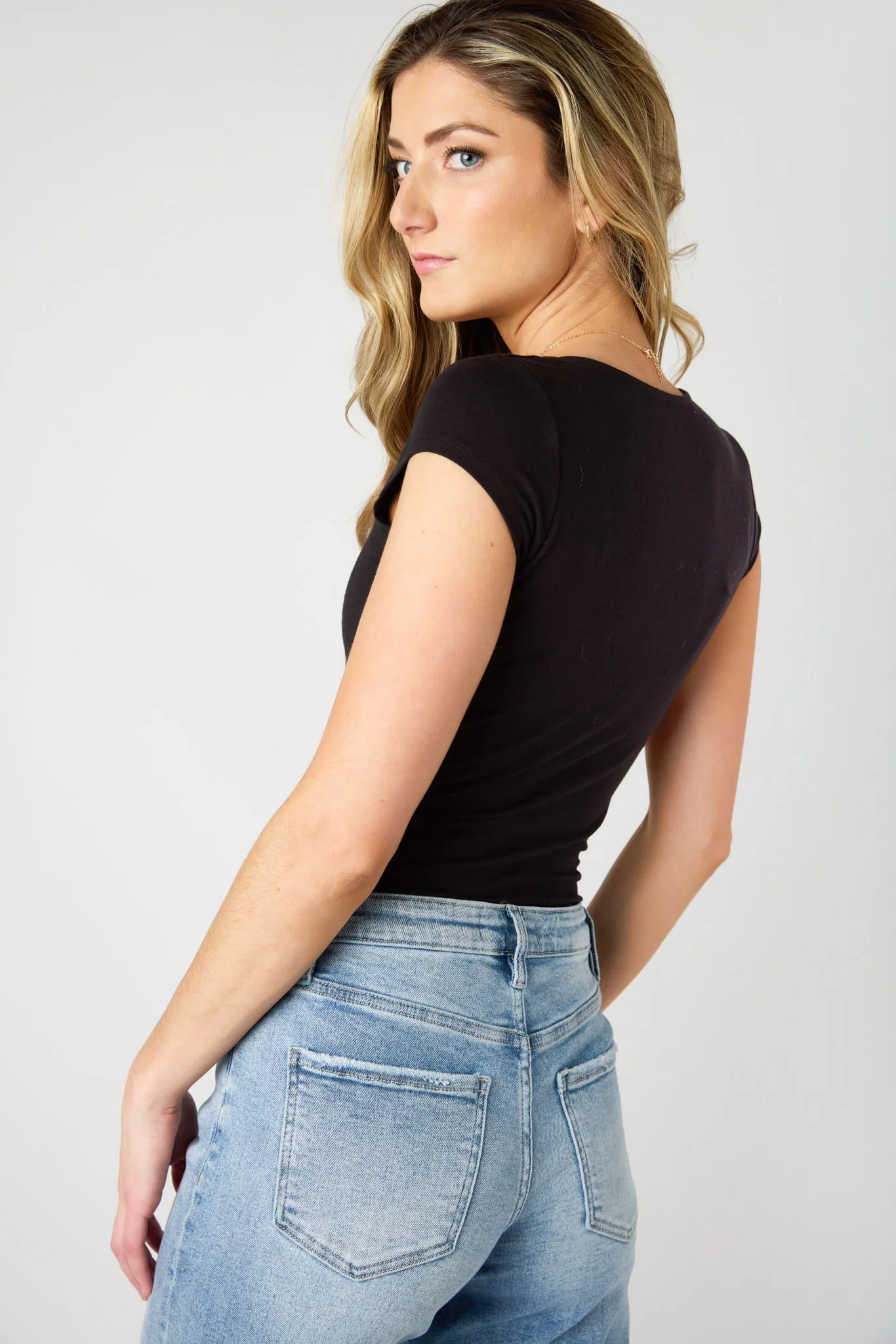 Cap-Sleeve Square-Neck Tee - Image 6