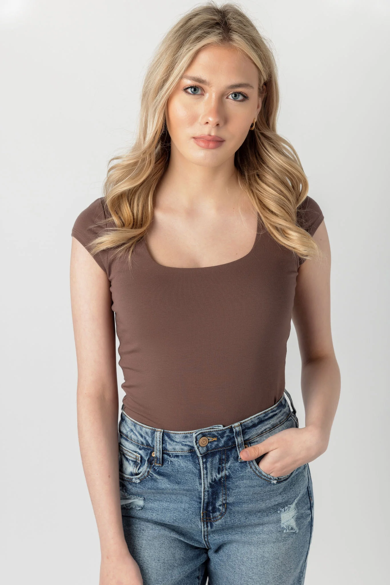 Cap-Sleeve Square-Neck Tee - Image 7