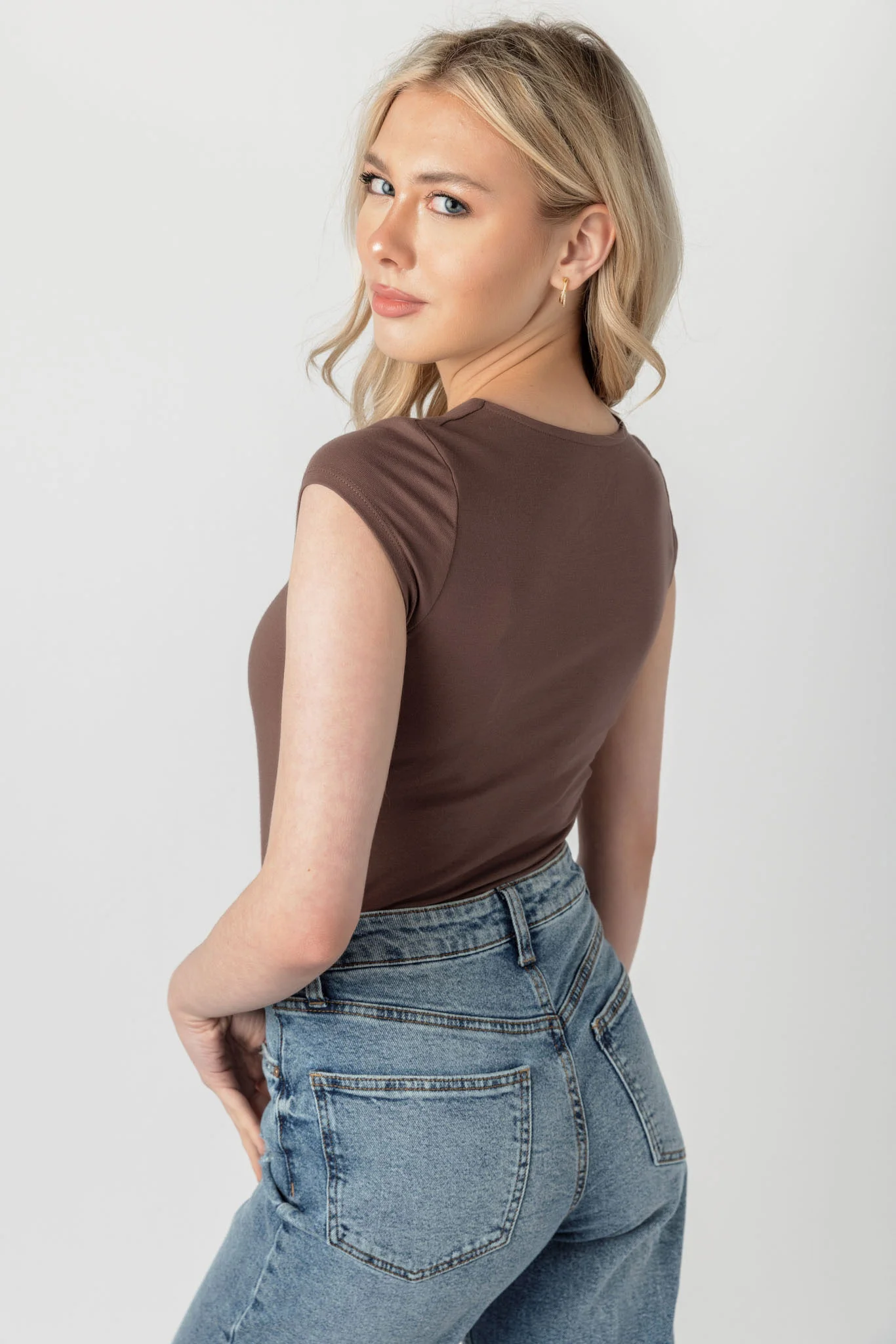 Cap-Sleeve Square-Neck Tee - Image 8