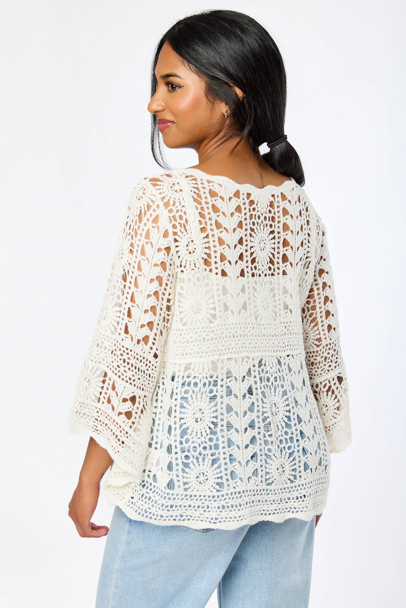 Crochet Bell-Sleeve Sweater - Image 4
