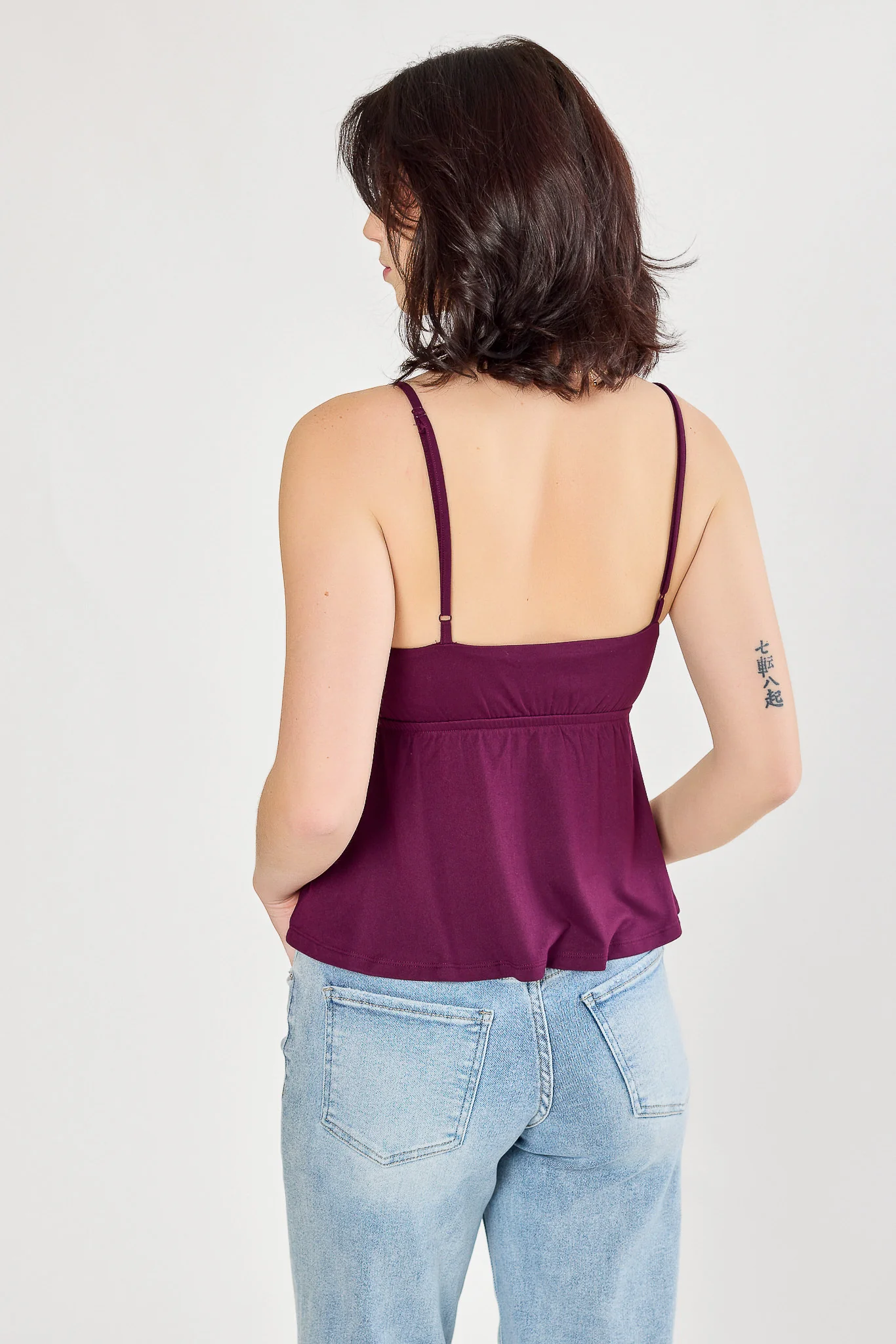Crossover V-Neck Spaghetti Strap Babydoll Top - Image 17