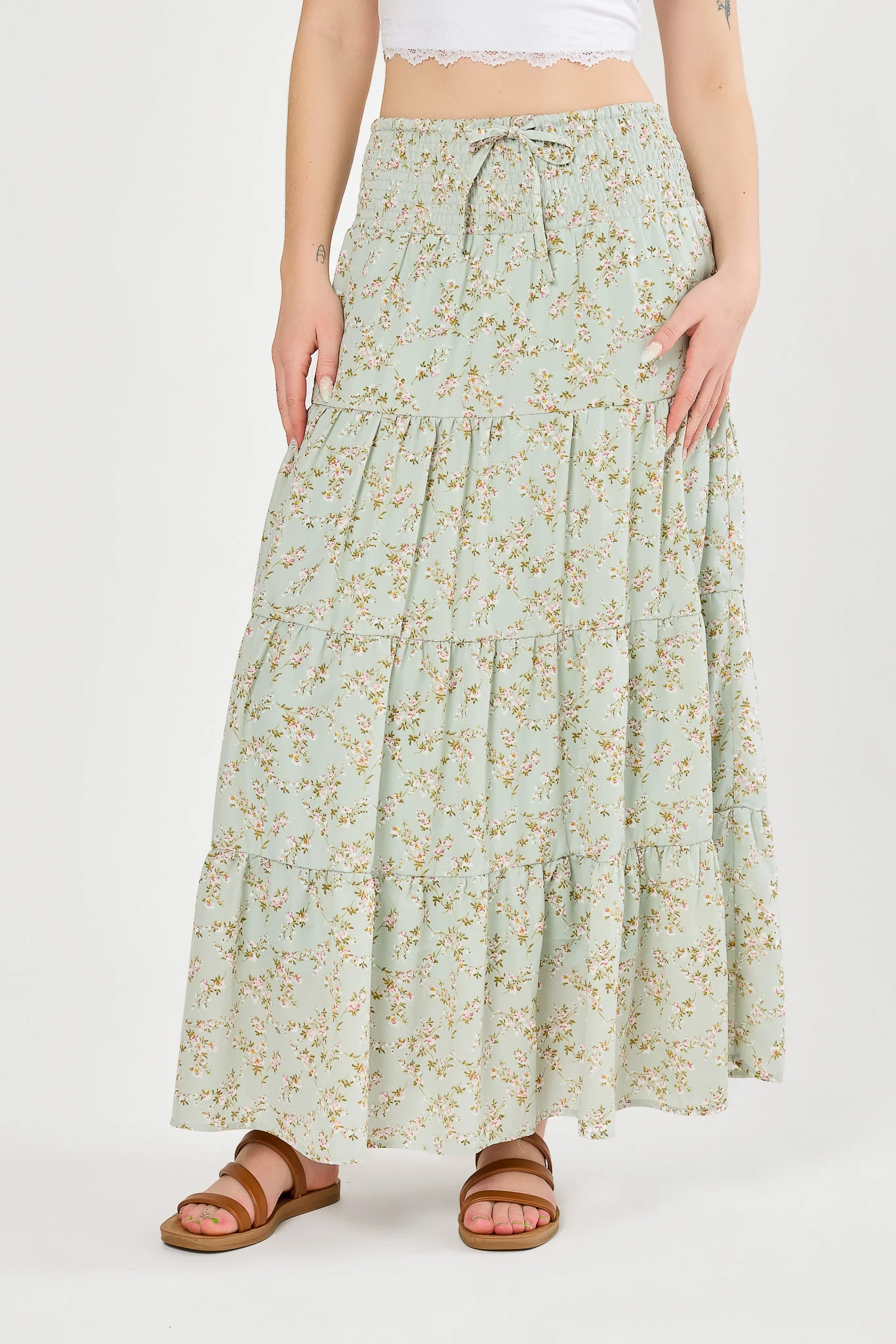 Ditsy Print Tiered Maxi Skirt - Image 3