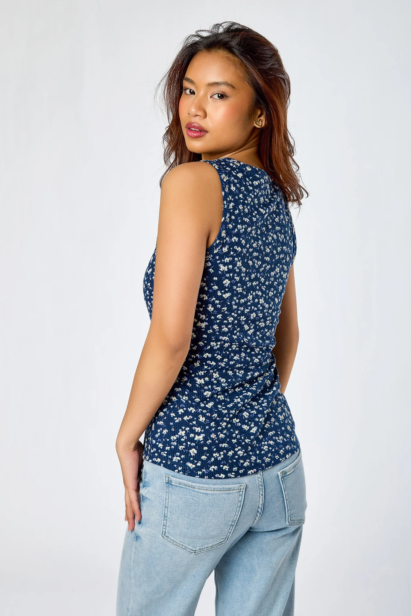 Ditsy Rib Henley Tank - Image 2