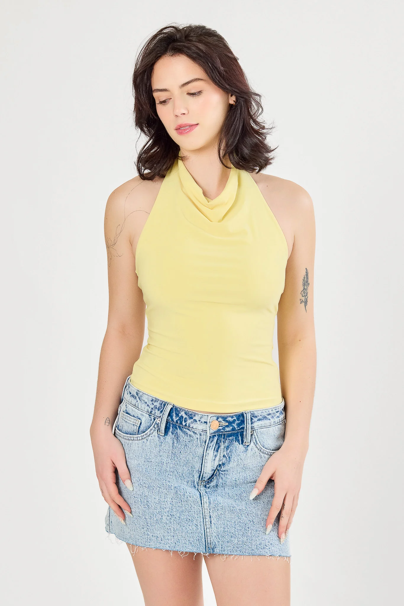 Double Layer Cowl Neck Halter Top - Image 3
