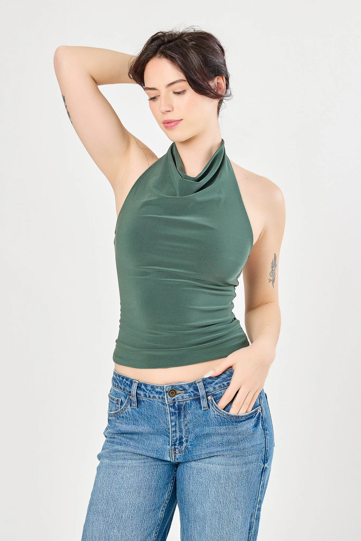 Double Layer Cowl Neck Halter Top - Image 7