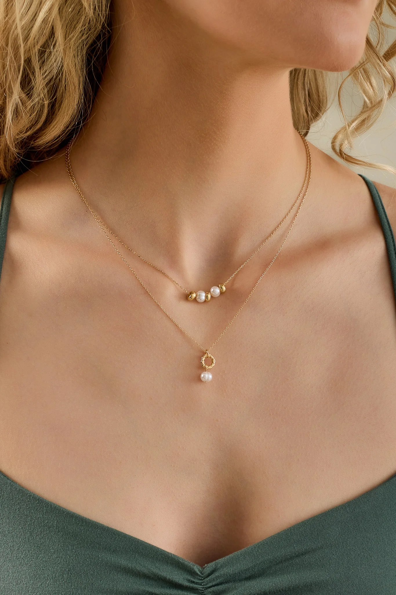 Double Strand Necklace with Pearls