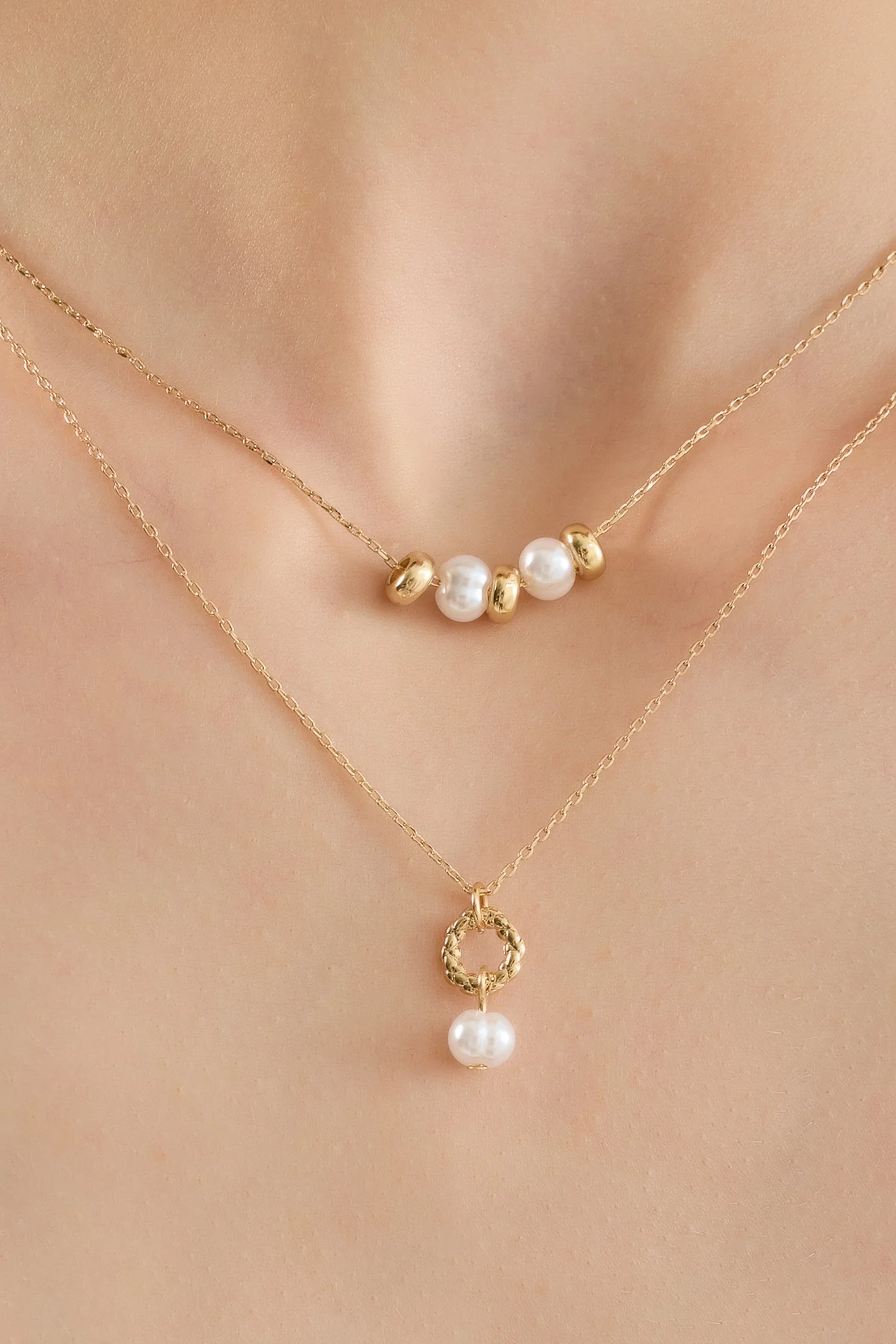 Double Strand Necklace with Pearls - Image 2