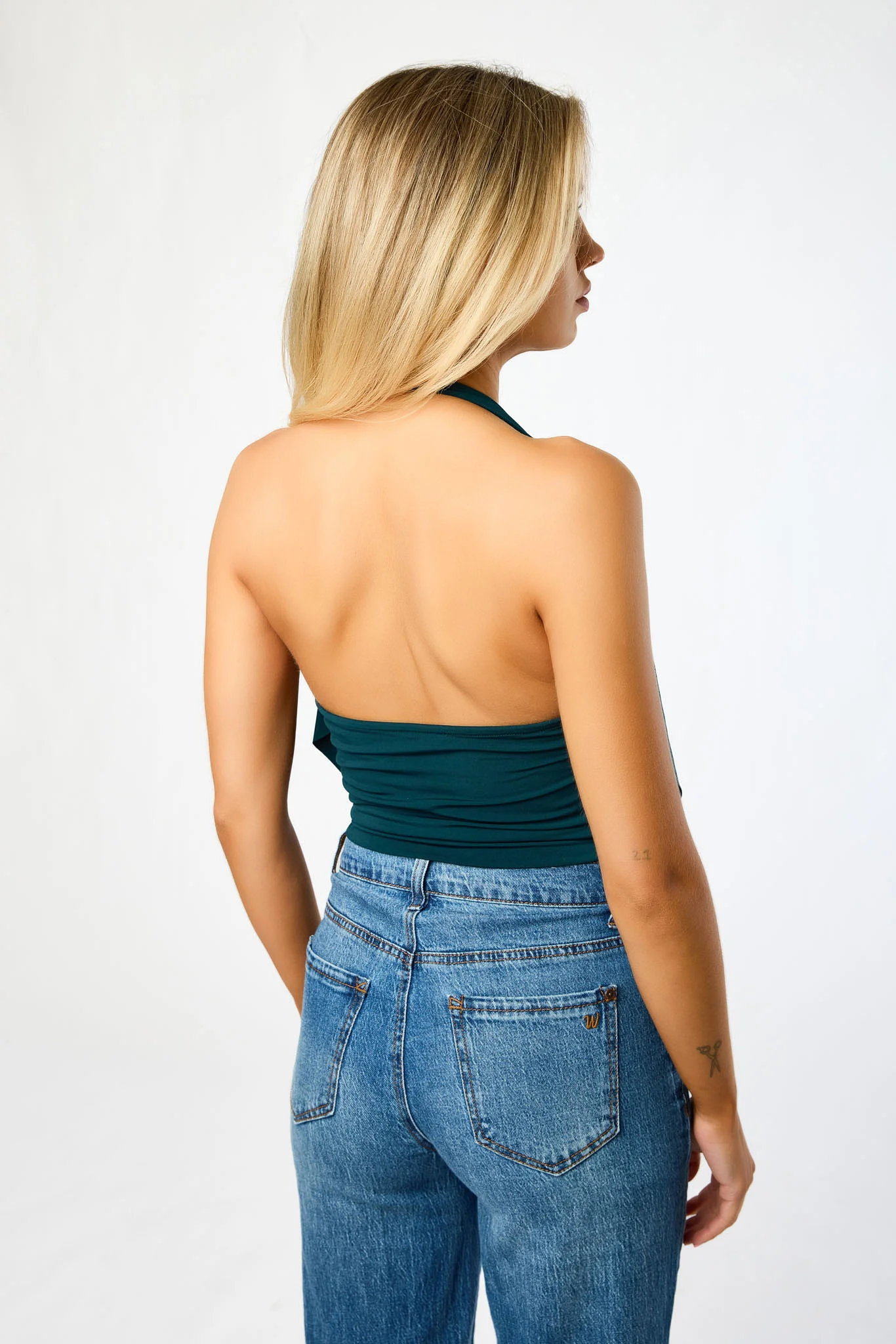 Drape-Neck Cropped Halter Top - Image 6